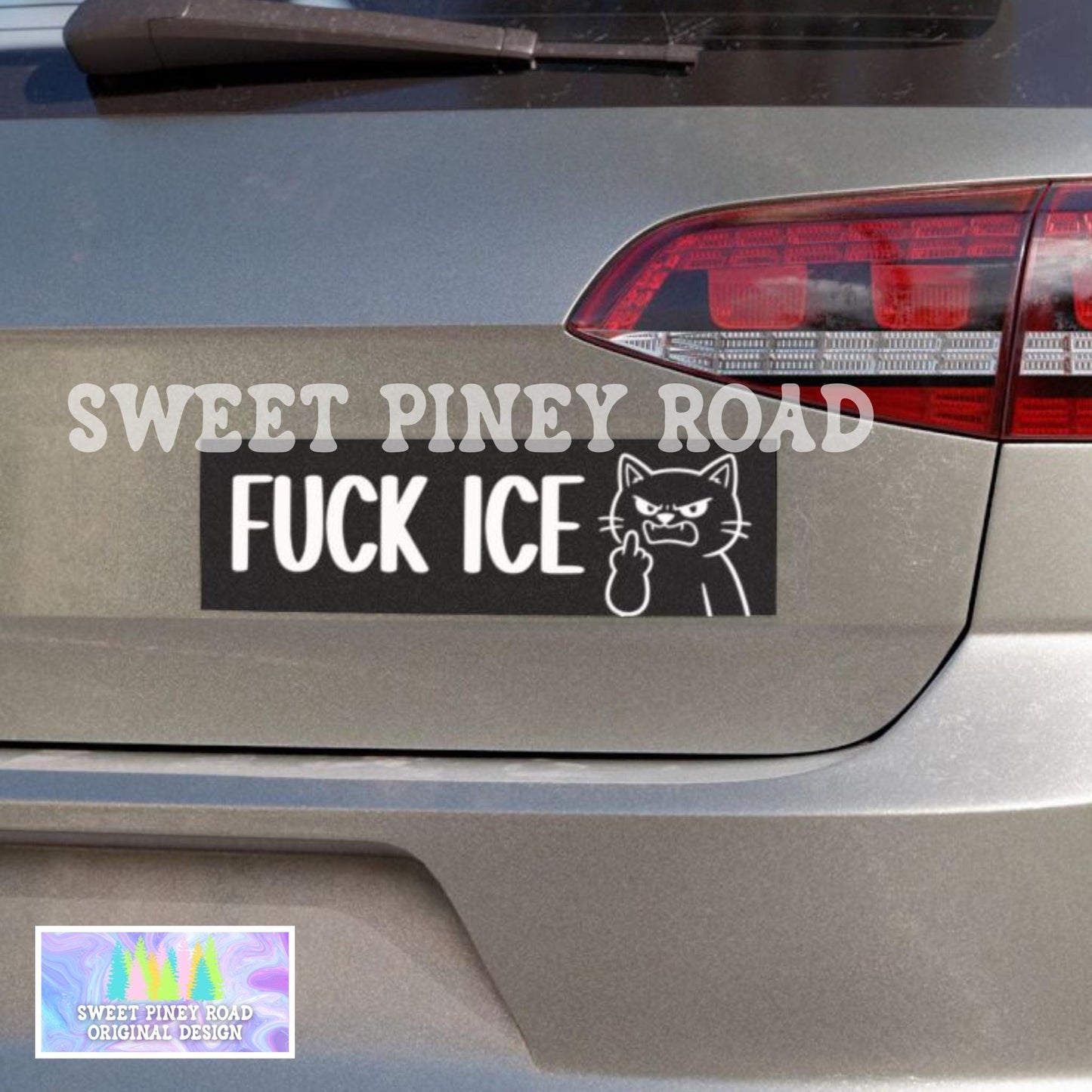 F*ck ICE Car Magnet, Funny Abolish ICE Bumper Sticker, Cute Cat Protest Decal, Anti Trump Middle Finger Kitty FDT, Political Chinga La Migra
