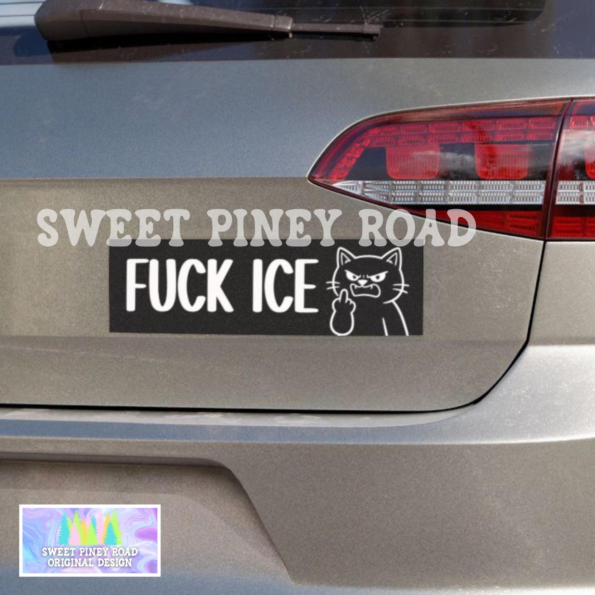 F*ck ICE Car Magnet, Funny Abolish ICE Bumper Sticker, Cute Cat Protest Decal, Anti Trump Middle Finger Kitty FDT, Political Chinga La Migra