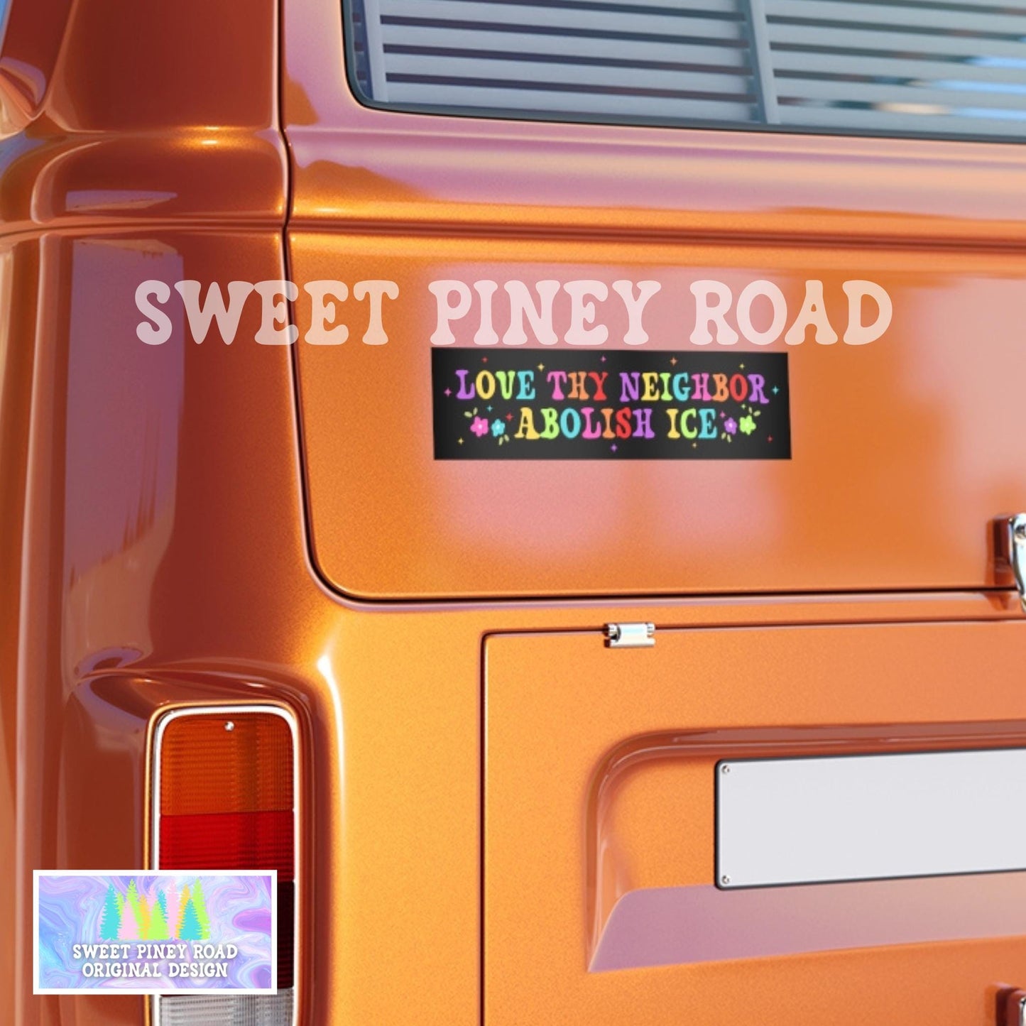 Love Thy Neighbor Abolish ICE Car Magnet, Pro Immigration Ally Bumper Sticker, FDT Anti Trump, F*ck ICE