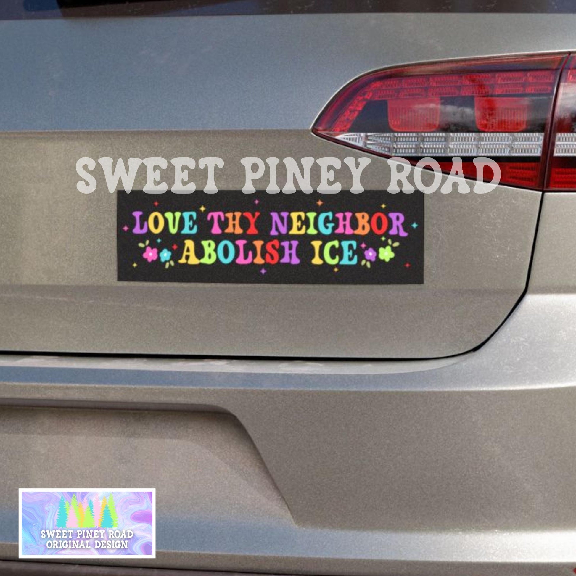 Love Thy Neighbor Abolish ICE Car Magnet, Pro Immigration Ally Bumper Sticker, FDT Anti Trump, F*ck ICE
