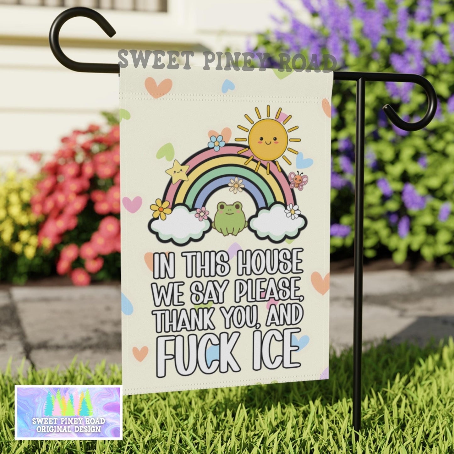 Abolish ICE Yard Sign, F*ck ICE Garden Flag, Cute Y2K Kawaii FDT Outdoor Decor, Chinga La Migra Decoration, Anti Trump