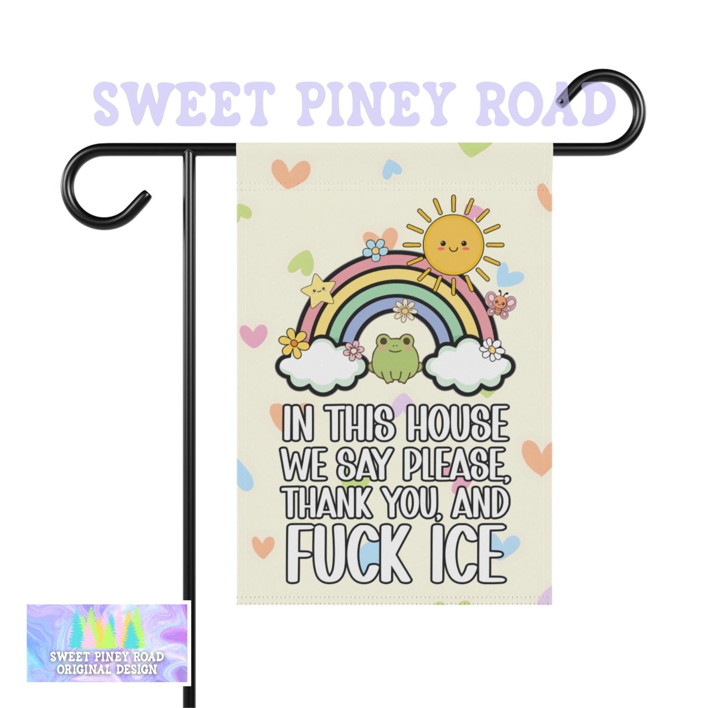 Abolish ICE Yard Sign, F*ck ICE Garden Flag, Cute Y2K Kawaii FDT Outdoor Decor, Chinga La Migra Decoration, Anti Trump