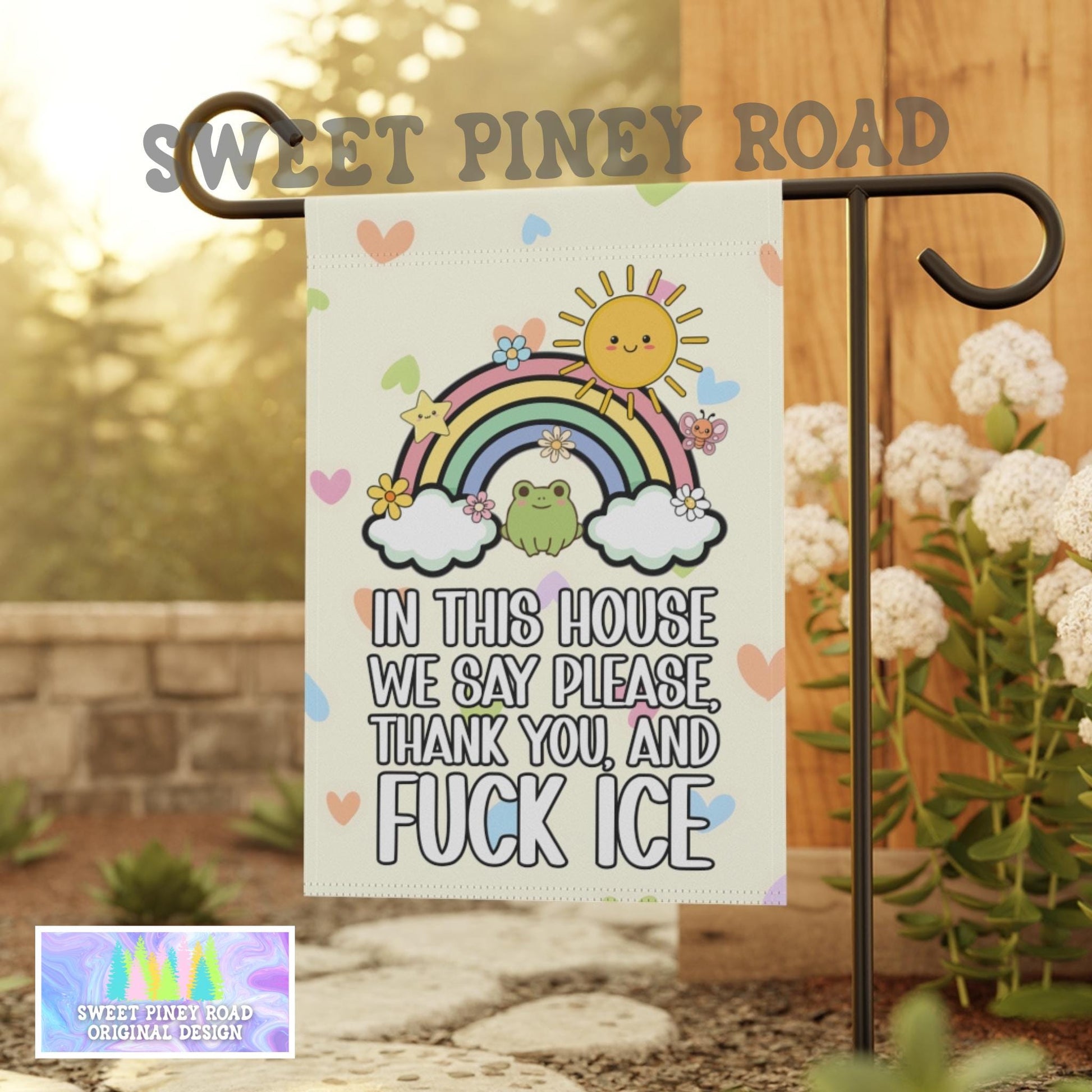 Abolish ICE Yard Sign, F*ck ICE Garden Flag, Cute Y2K Kawaii FDT Outdoor Decor, Chinga La Migra Decoration, Anti Trump