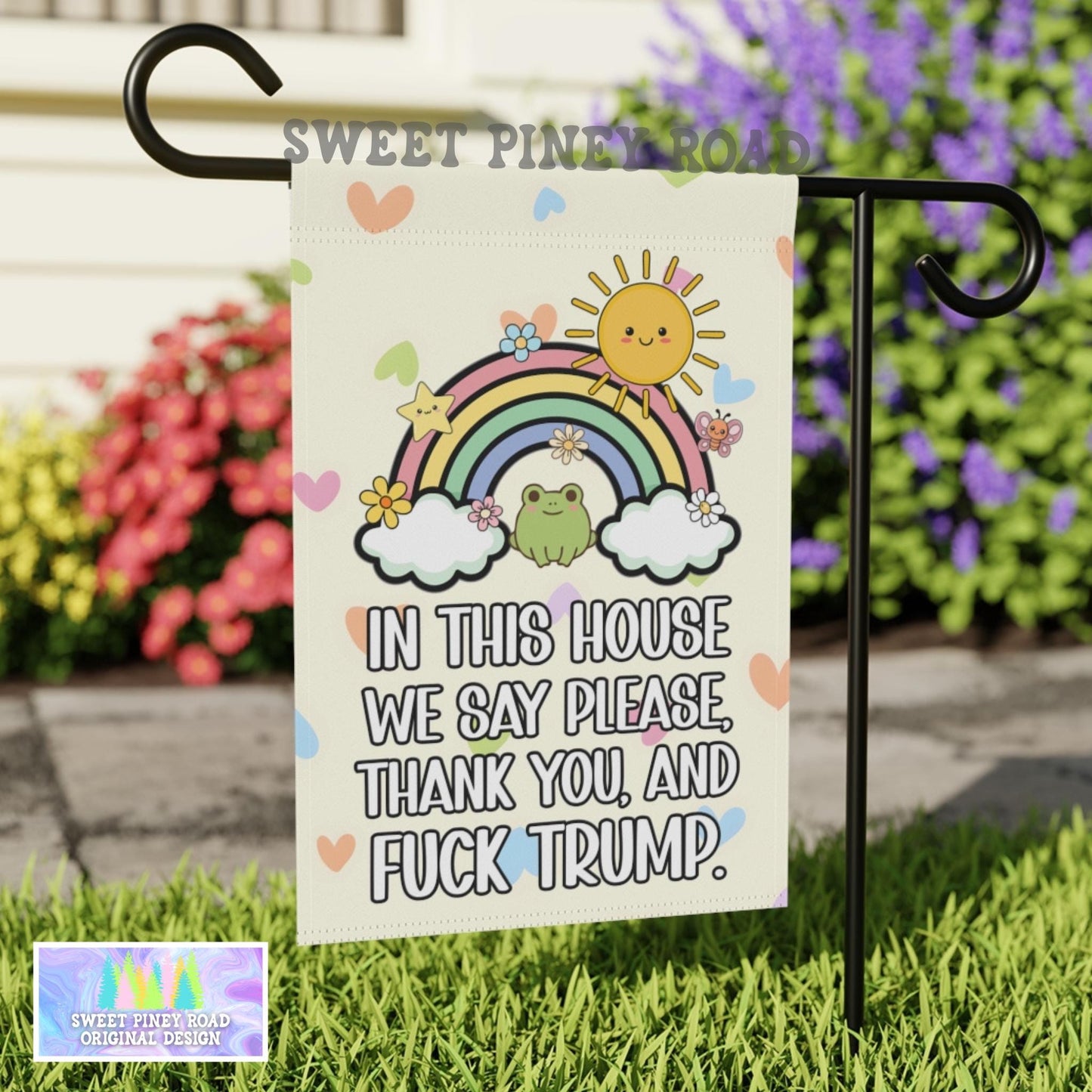 F*ck Trump Yard Sign, Abolish ICE Garden Flag, Cute Y2K Kawaii FDT Outdoor Decor, Chinga La Migra Decoration, Anti Trump