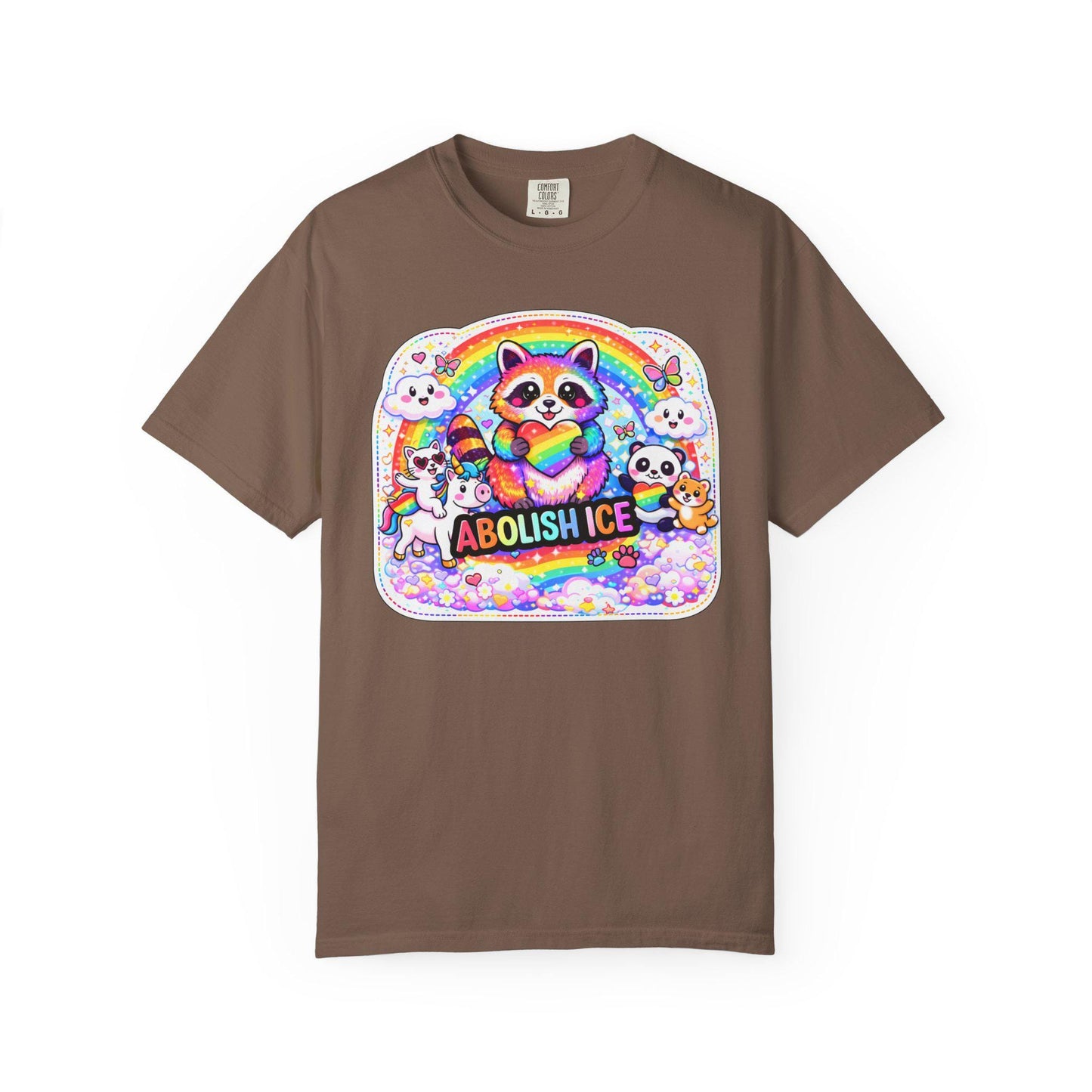 Abolish ICE Shirt, F*ck ICE Raccoon Rainbow Y2k Aesthetic Tshirt, Adorable FDT Protest Feminist T-Shirt, Activism Human Rights Tee