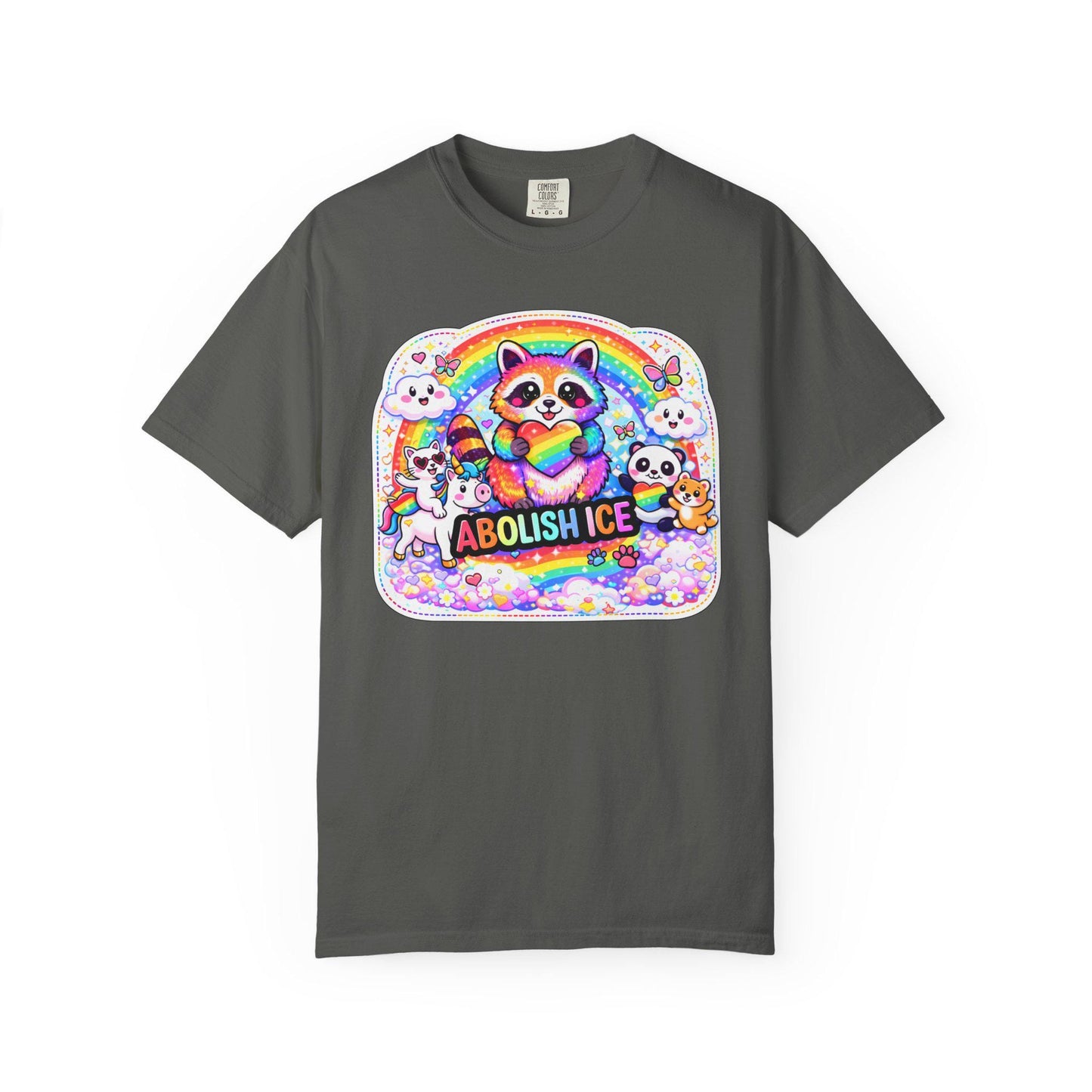 Abolish ICE Shirt, F*ck ICE Raccoon Rainbow Y2k Aesthetic Tshirt, Adorable FDT Protest Feminist T-Shirt, Activism Human Rights Tee