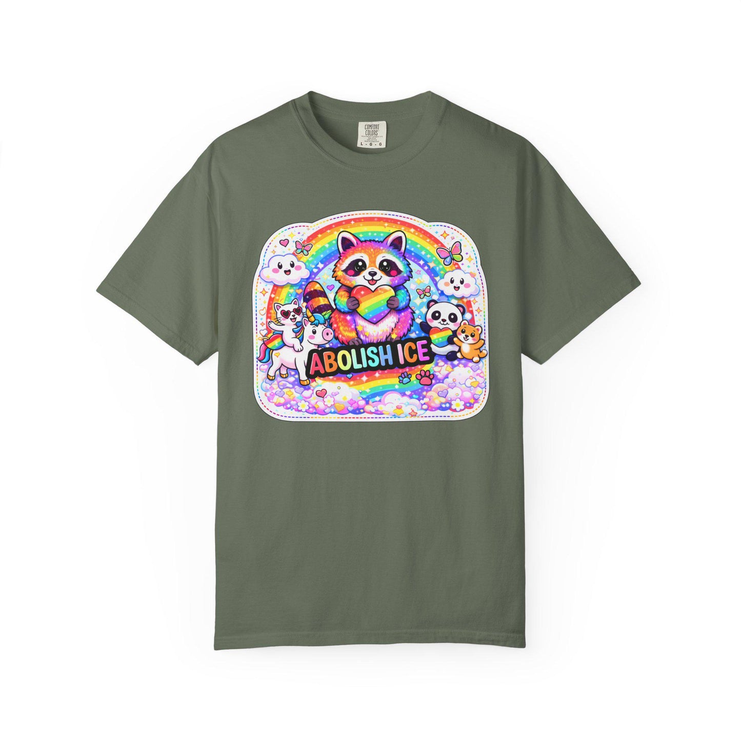 Abolish ICE Shirt, F*ck ICE Raccoon Rainbow Y2k Aesthetic Tshirt, Adorable FDT Protest Feminist T-Shirt, Activism Human Rights Tee