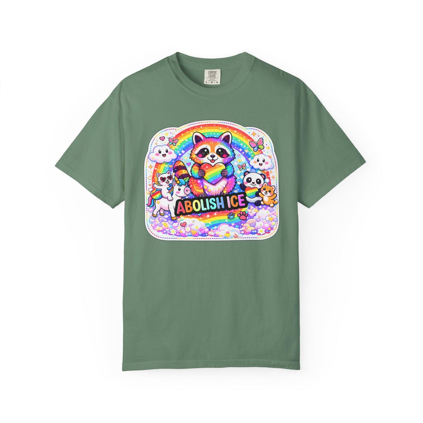 Abolish ICE Shirt, F*ck ICE Raccoon Rainbow Y2k Aesthetic Tshirt, Adorable FDT Protest Feminist T-Shirt, Activism Human Rights Tee