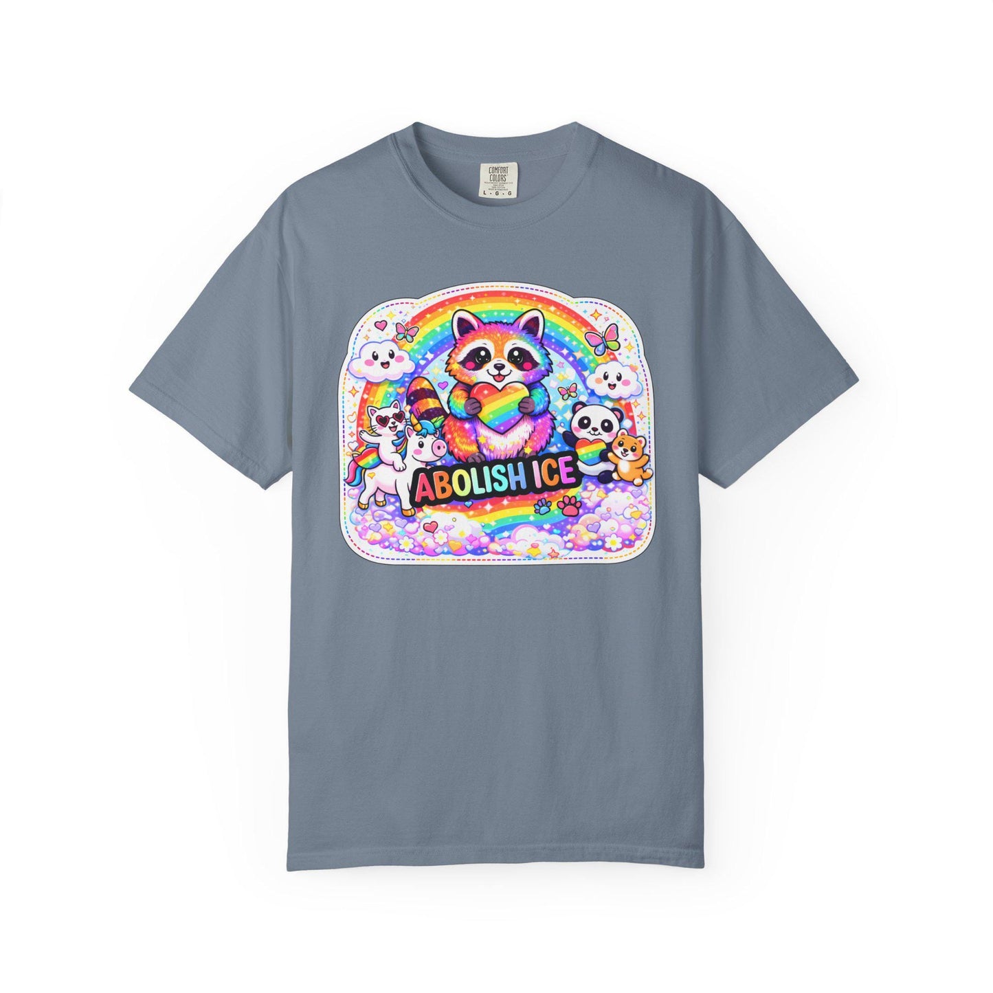 Abolish ICE Shirt, F*ck ICE Raccoon Rainbow Y2k Aesthetic Tshirt, Adorable FDT Protest Feminist T-Shirt, Activism Human Rights Tee