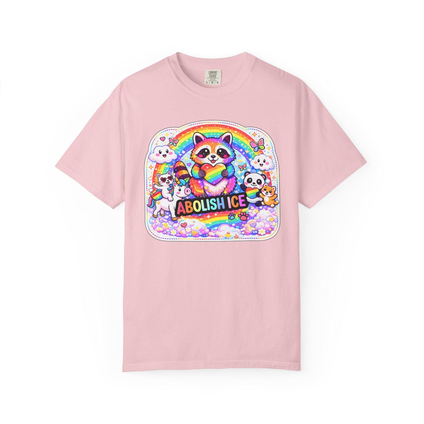 Abolish ICE Shirt, F*ck ICE Raccoon Rainbow Y2k Aesthetic Tshirt, Adorable FDT Protest Feminist T-Shirt, Activism Human Rights Tee