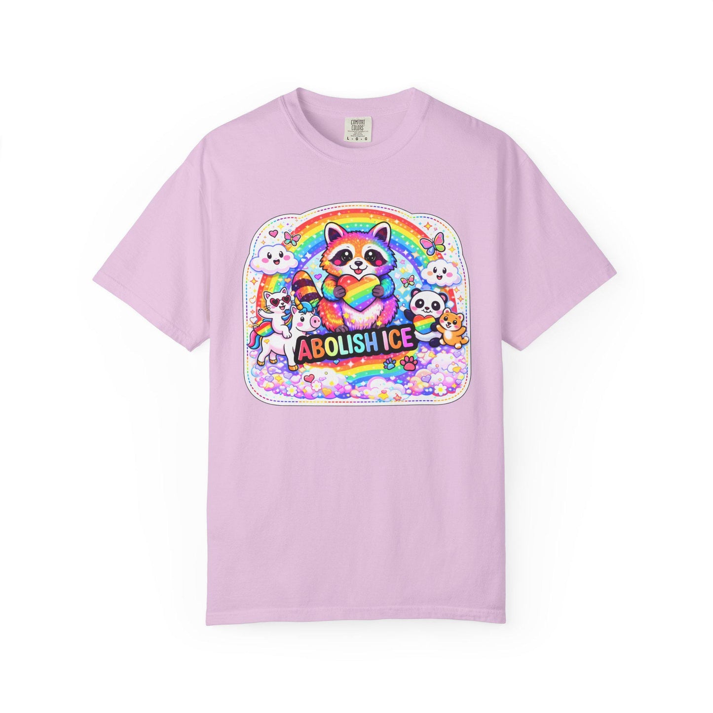 Abolish ICE Shirt, F*ck ICE Raccoon Rainbow Y2k Aesthetic Tshirt, Adorable FDT Protest Feminist T-Shirt, Activism Human Rights Tee