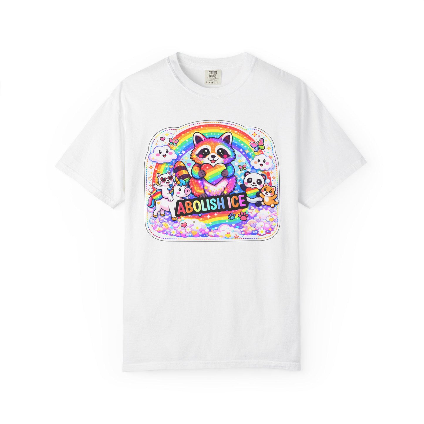 Abolish ICE Shirt, F*ck ICE Raccoon Rainbow Y2k Aesthetic Tshirt, Adorable FDT Protest Feminist T-Shirt, Activism Human Rights Tee