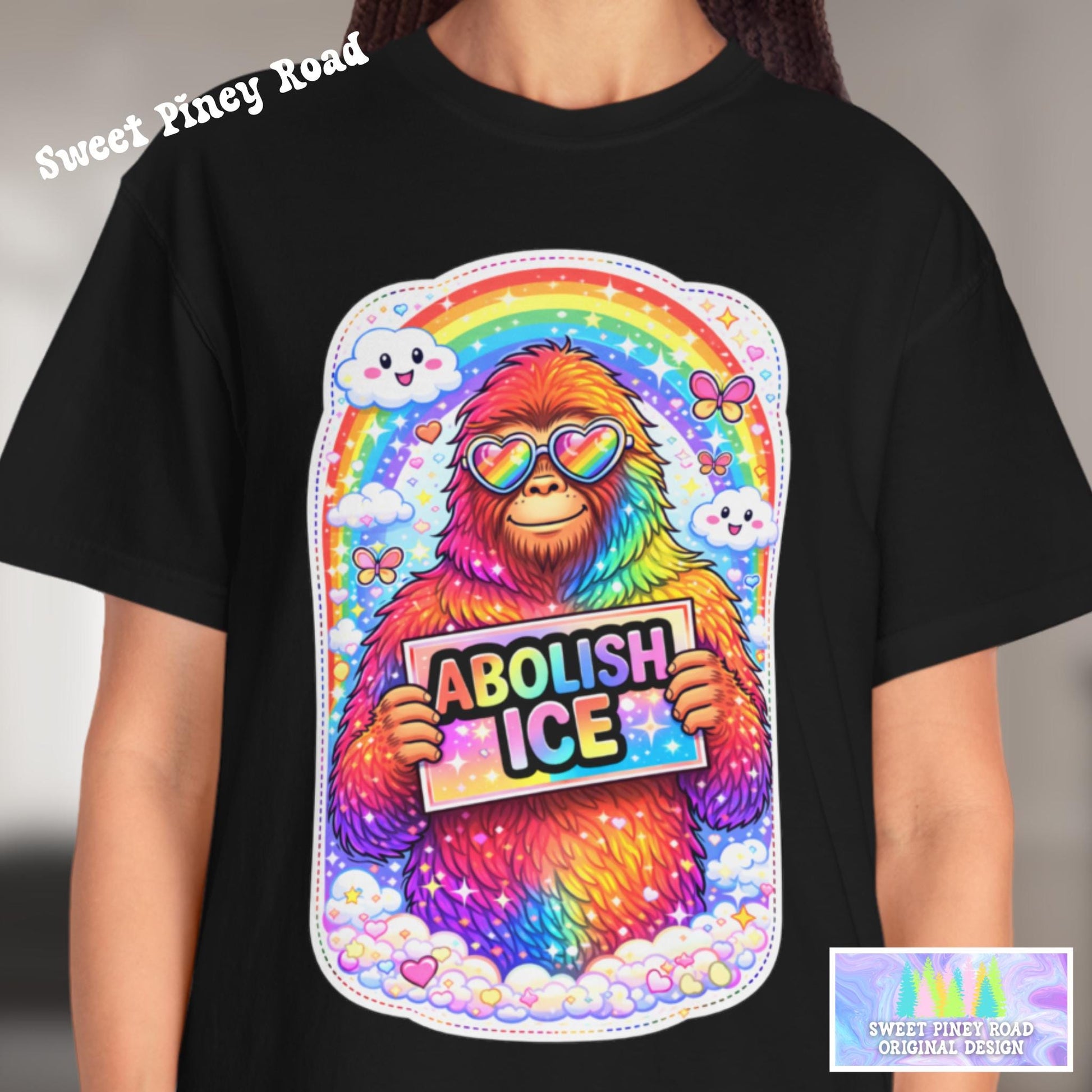 Abolish ICE Shirt, F*ck ICE Bigfoot Rainbow Y2k Aesthetic Tshirt, Adorable FDT Protest Feminist T-Shirt, Activism Human Rights Tee