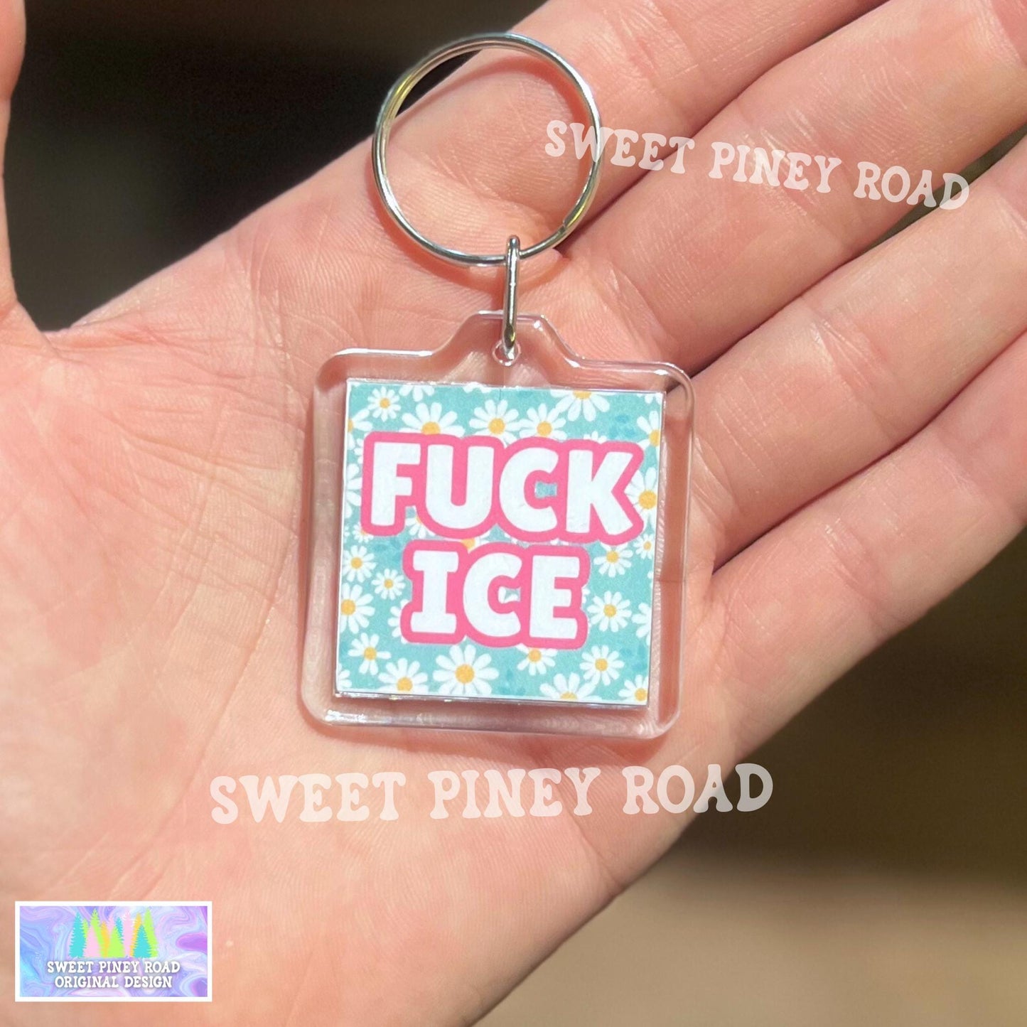 F*ck ICE Flower Keychain, Abolish ICE Political Bag Charm, Chinga La Migra, Anti Trump Protest Tag, FDT Gift For Democrat Acrylic Key Chains