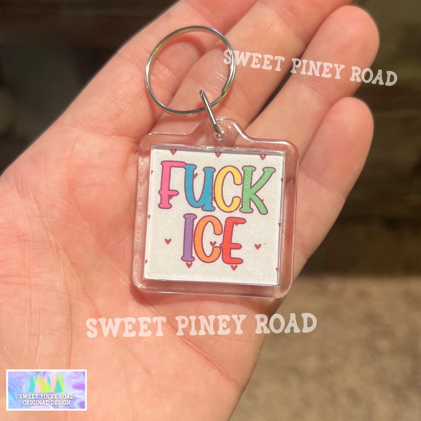 F*ck ICE Heart Keychain, Abolish ICE Political Bag Charm, Chinga La Migra, Anti Trump Protest Tag, FDT Rainbow Y2K Acrylic Key Chains