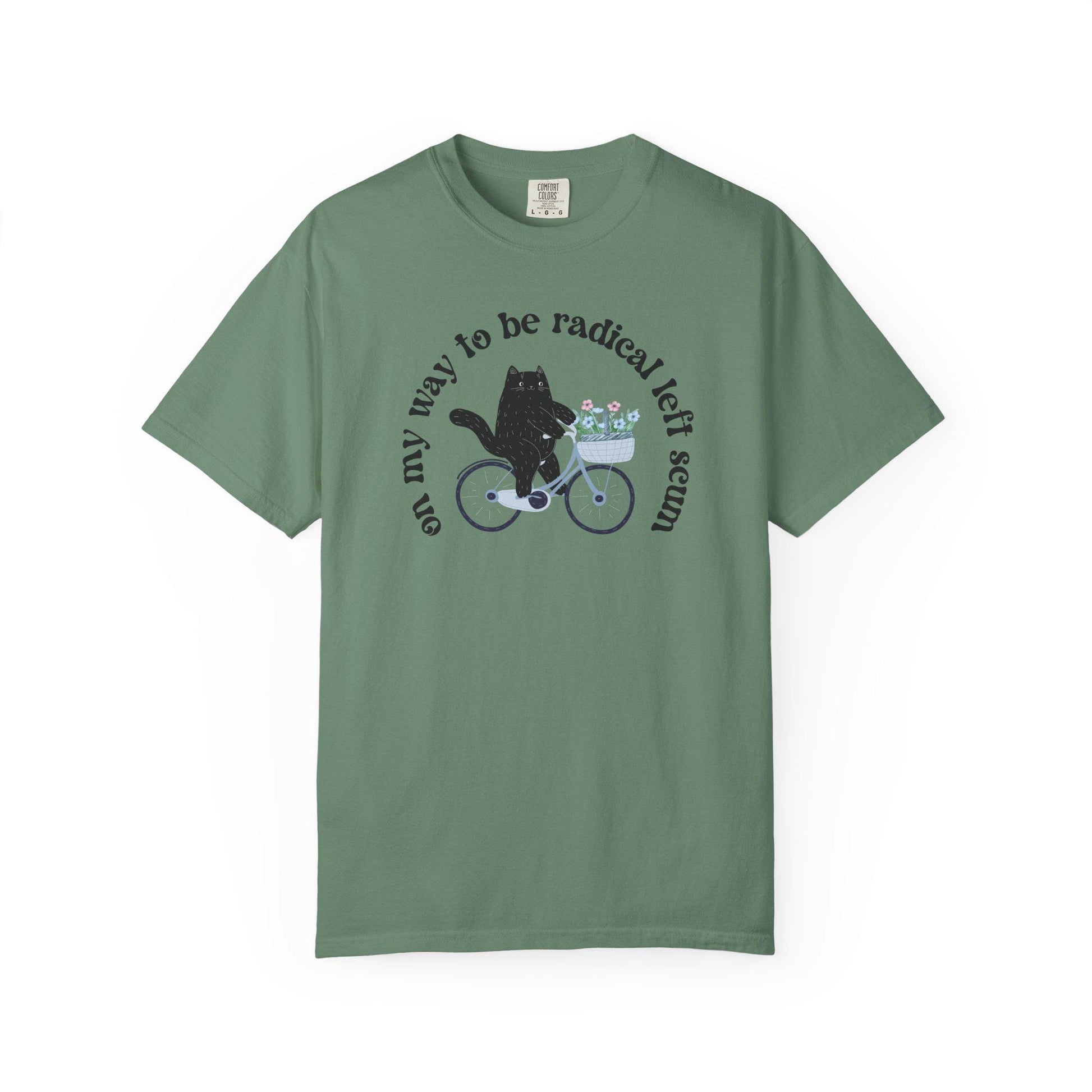 Radical Left Scum Comfort Colors Shirt , Cat On Bicycle Resistance Tee, Anti MAGA T-shirt