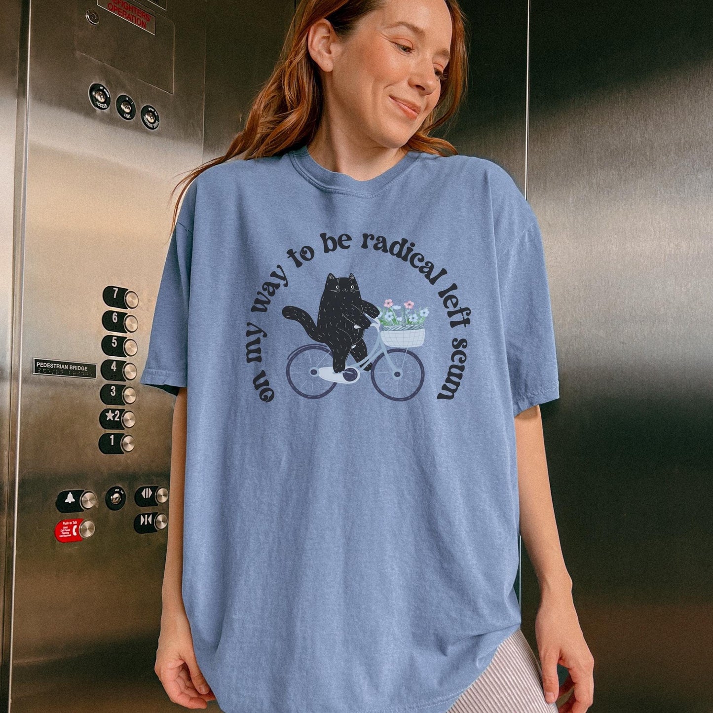Radical Left Scum Comfort Colors Shirt , Cat On Bicycle Resistance Tee, Anti MAGA T-shirt