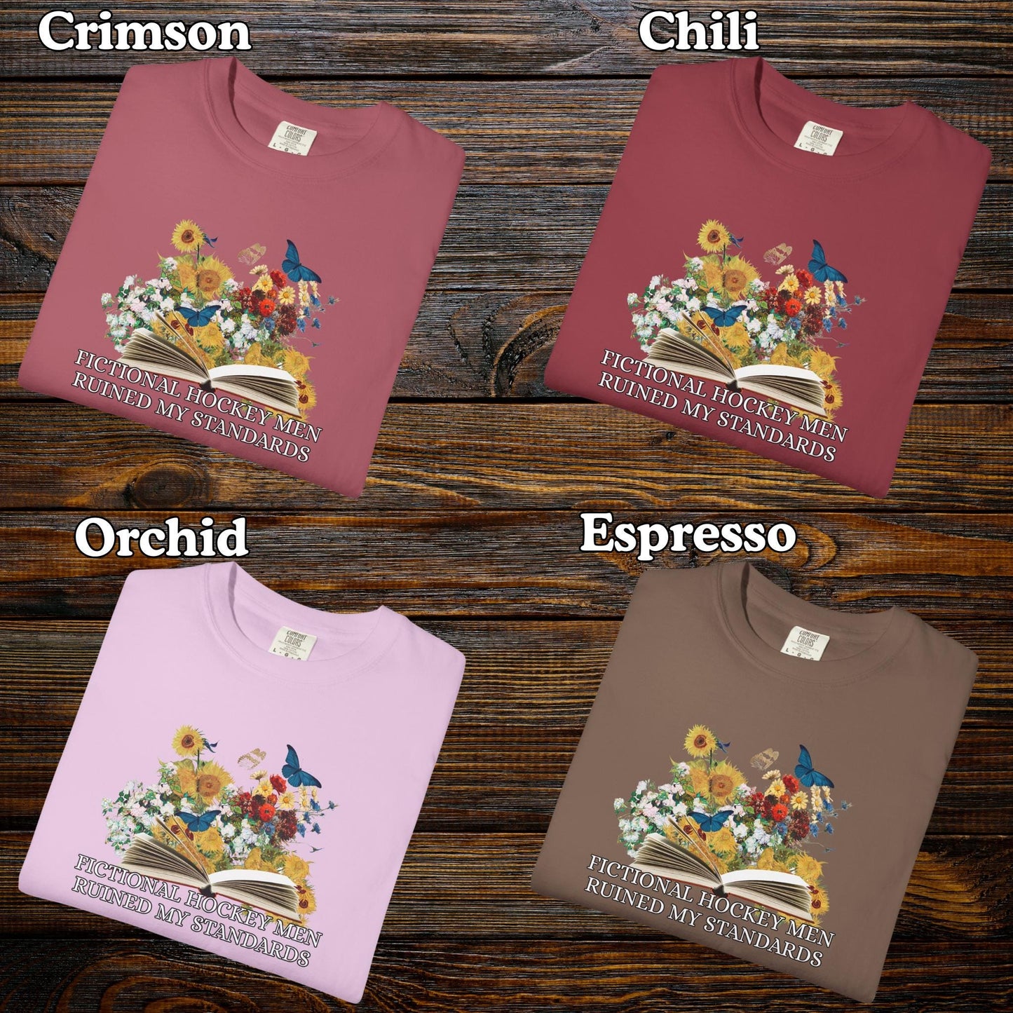 Hockey Book Lover Romance Tshirt, Enemies to Lovers Tee, Bookish Fictional Men Ruined My Standards Shirt
