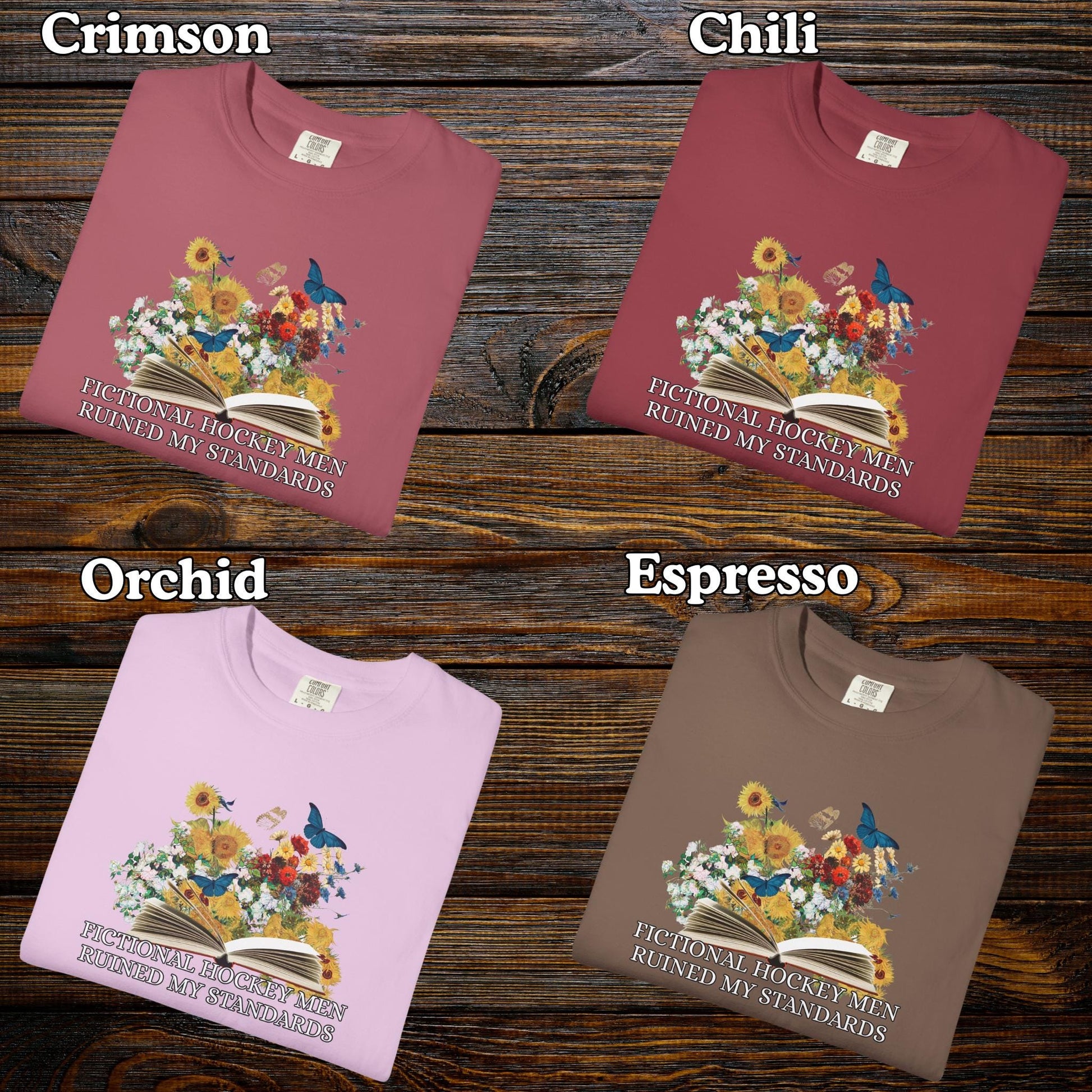 Hockey Book Lover Romance Tshirt, Enemies to Lovers Tee, Bookish Fictional Men Ruined My Standards Shirt