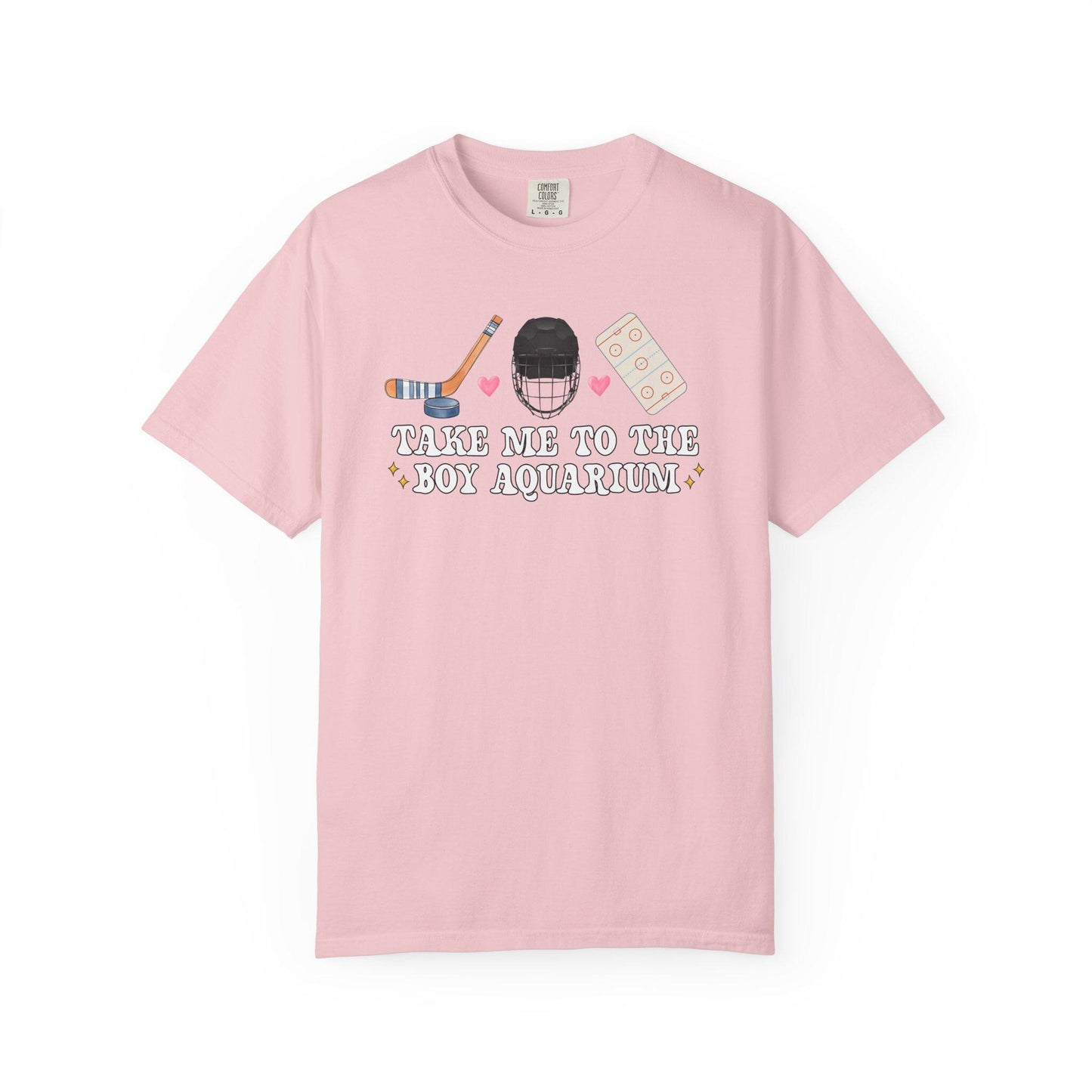 Take Me To The Boy Aquarium Shirt, Funny Hockey Mom Tee, Sarcastic Game Day Shirt, Witty Hockey Fan Gift Comfort Colors T-Shirt