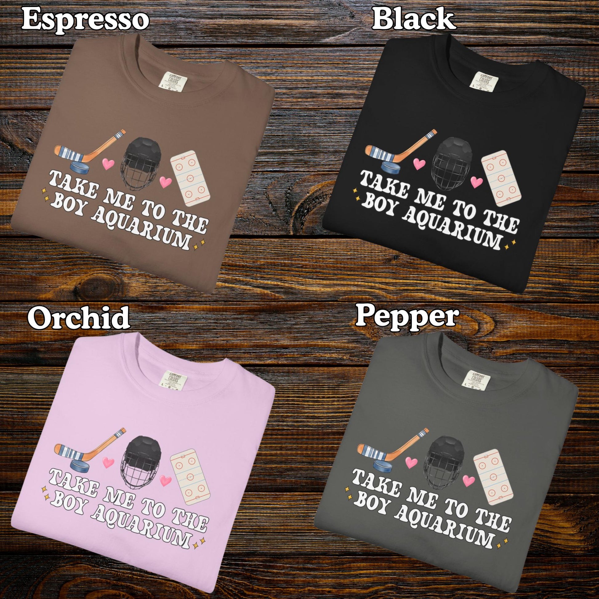 Take Me To The Boy Aquarium Shirt, Funny Hockey Mom Tee, Sarcastic Game Day Shirt, Witty Hockey Fan Gift Comfort Colors T-Shirt