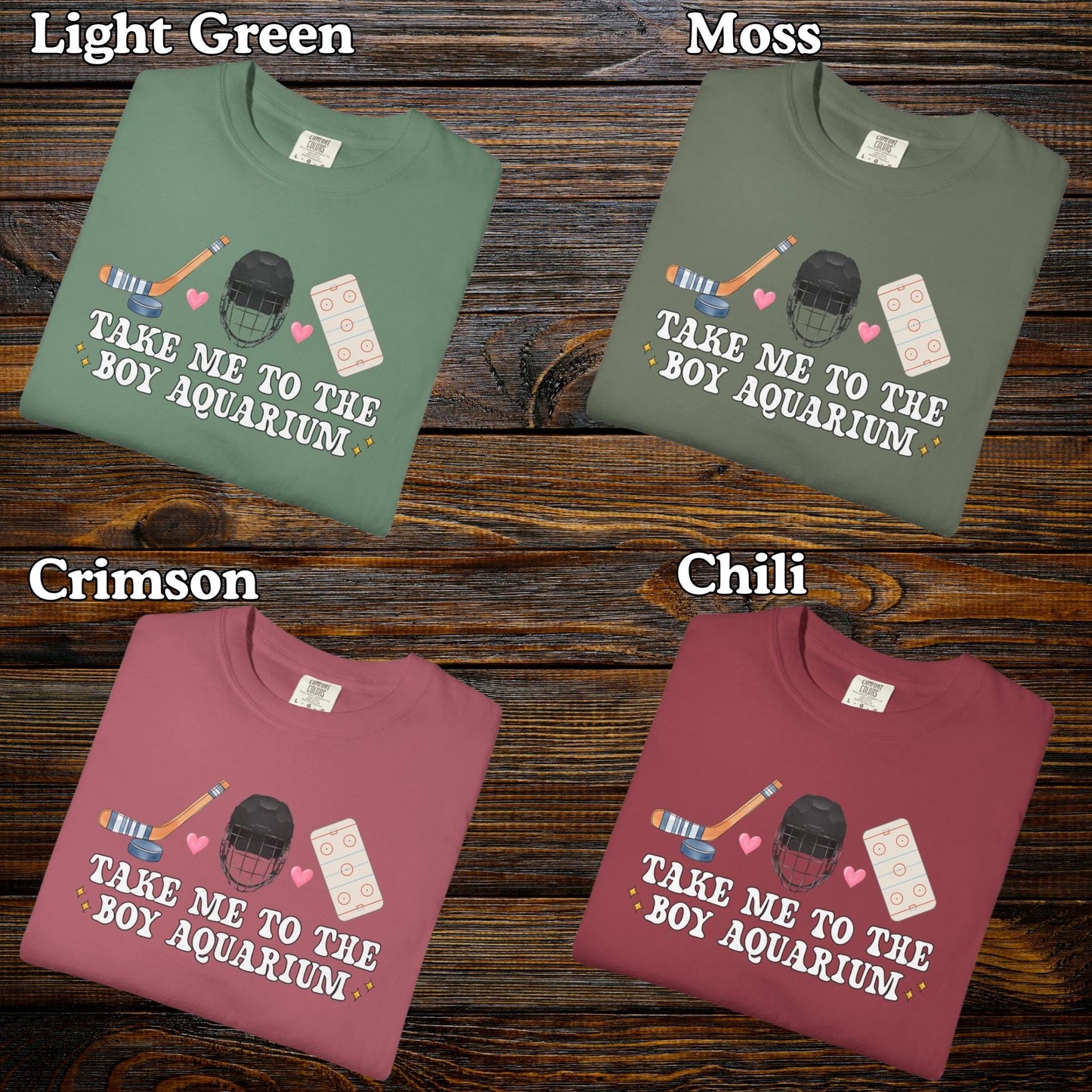 Take Me To The Boy Aquarium Shirt, Funny Hockey Mom Tee, Sarcastic Game Day Shirt, Witty Hockey Fan Gift Comfort Colors T-Shirt