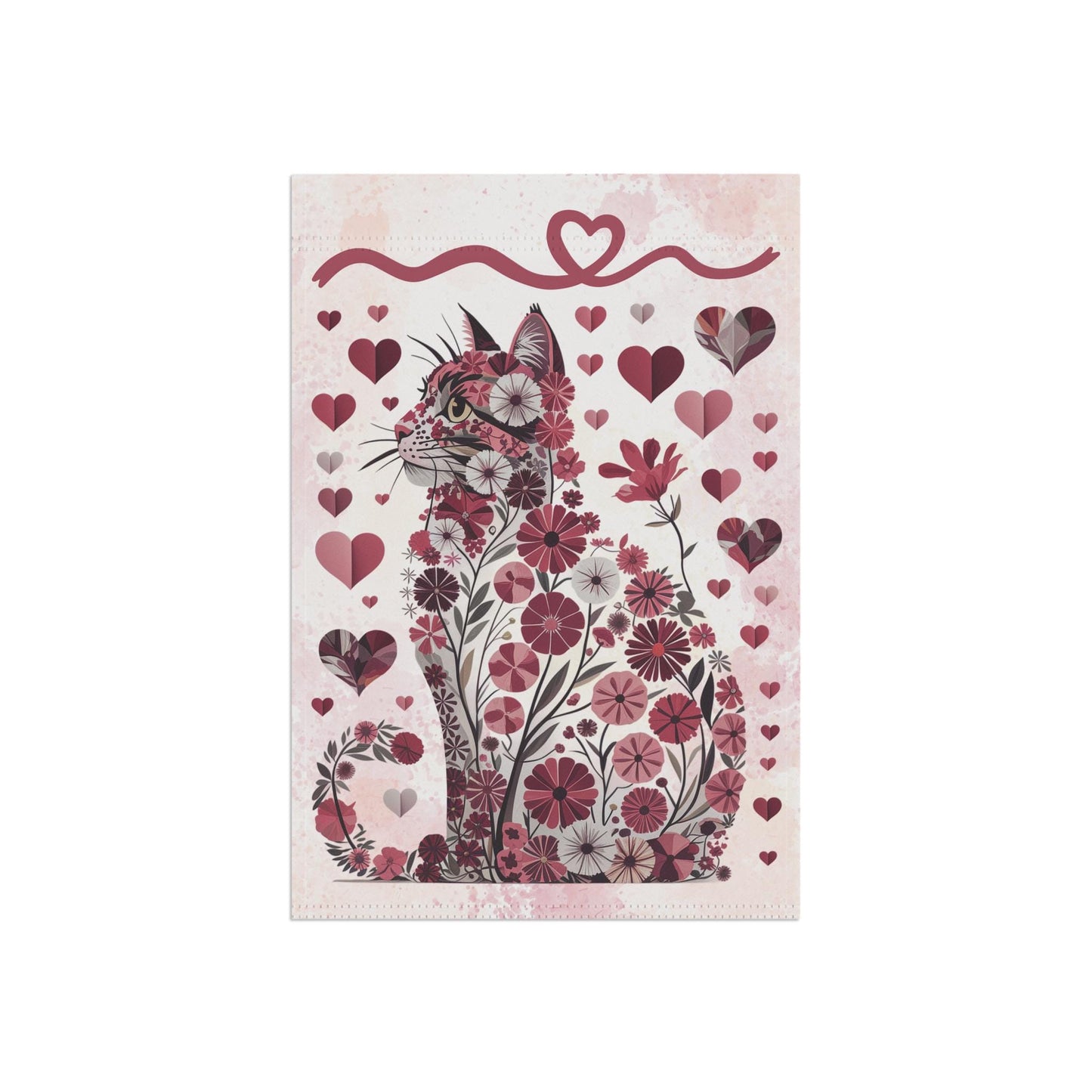 Abstract Flower Cat Yard Banner, Outdoor Beautiful Spring Decor, Garden Sign for Kitty Lover
