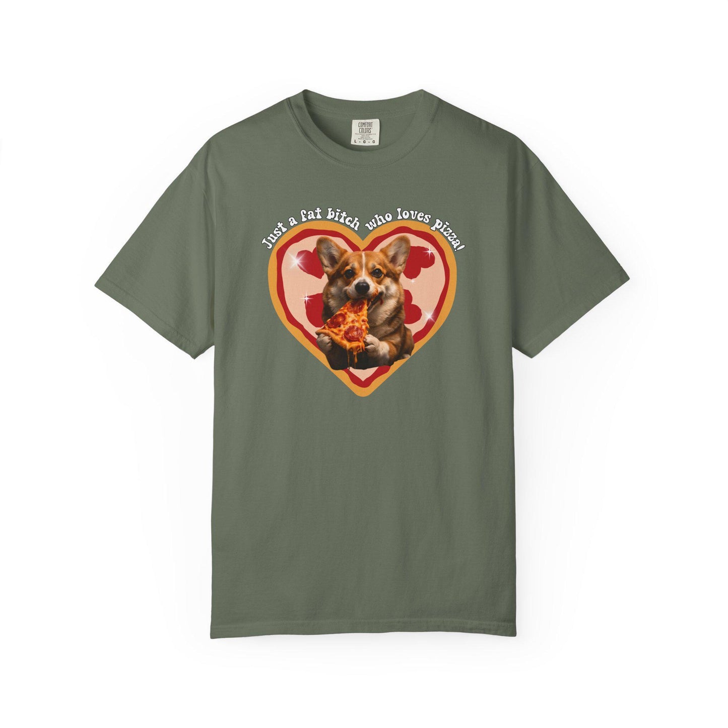 Fat B*tch I Love Pizza Corgi Shirt, Hilarious Pizza Lover Tshirt Gag Gift, Funny Dog Lover Meme T-Shirt Humor, Brainrot Tee, Corgi Mom Idea