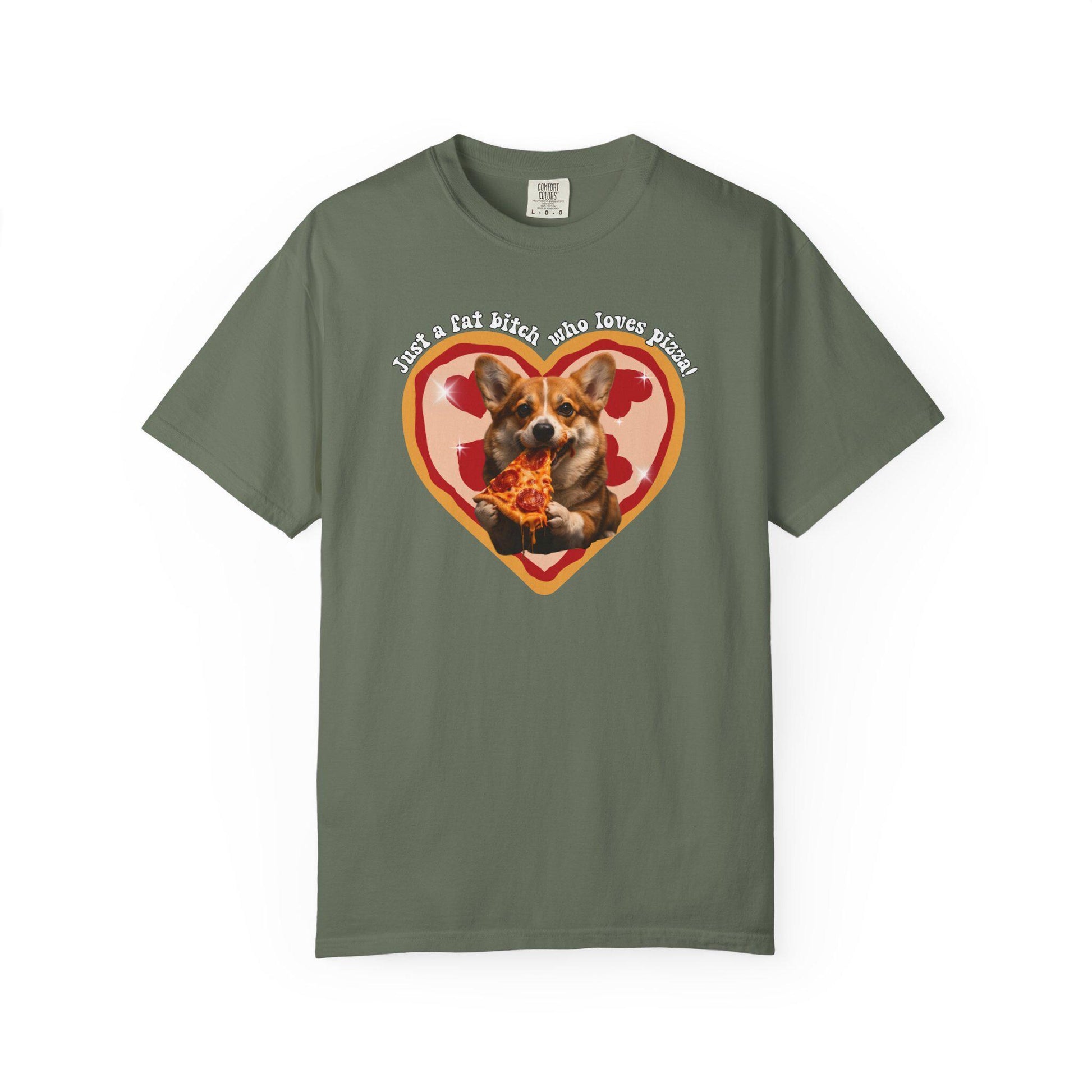 Fat B*tch I Love Pizza Corgi Shirt, Hilarious Pizza Lover Tshirt Gag Gift, Funny Dog Lover Meme T-Shirt Humor, Brainrot Tee, Corgi Mom Idea