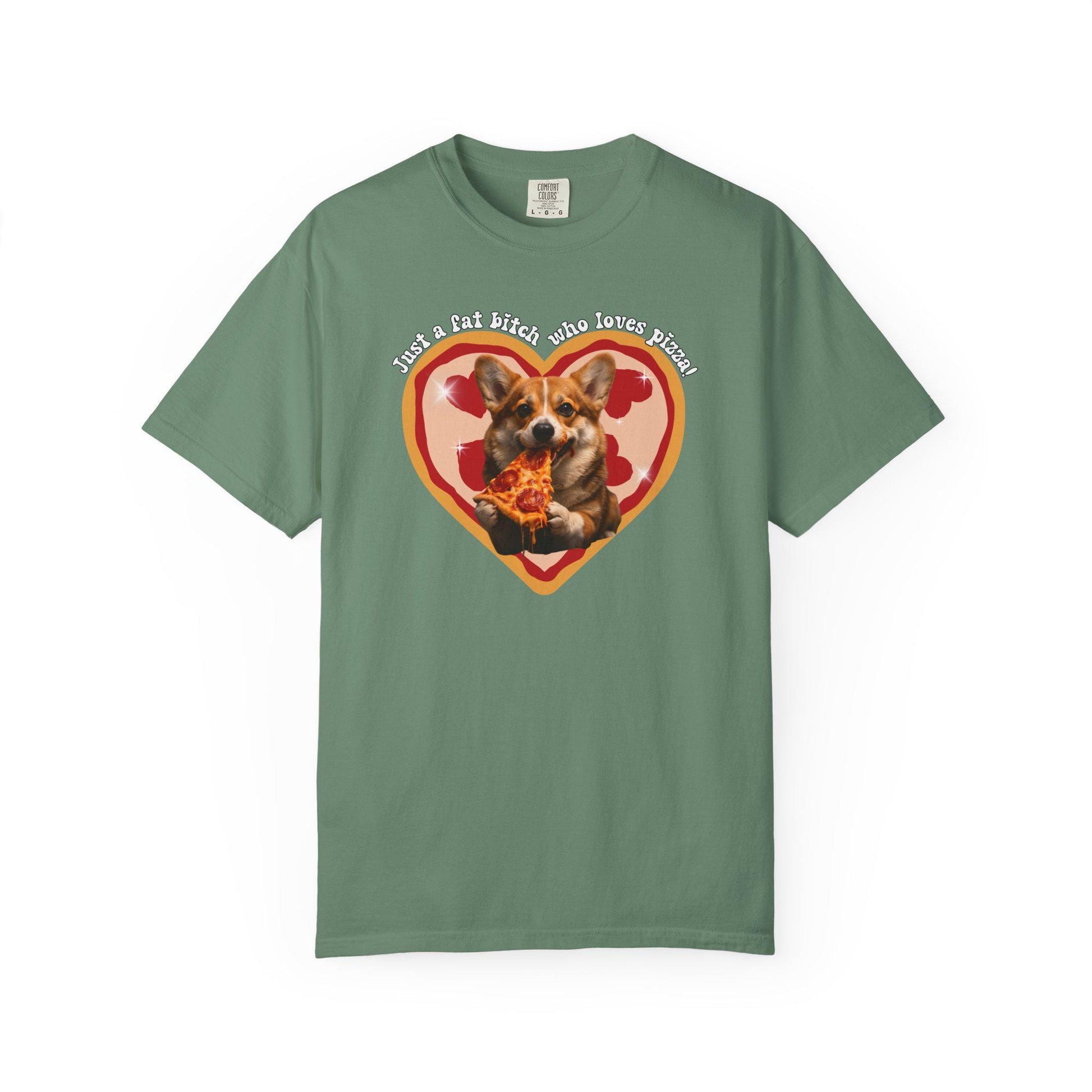 Fat B*tch I Love Pizza Corgi Shirt, Hilarious Pizza Lover Tshirt Gag Gift, Funny Dog Lover Meme T-Shirt Humor, Brainrot Tee, Corgi Mom Idea