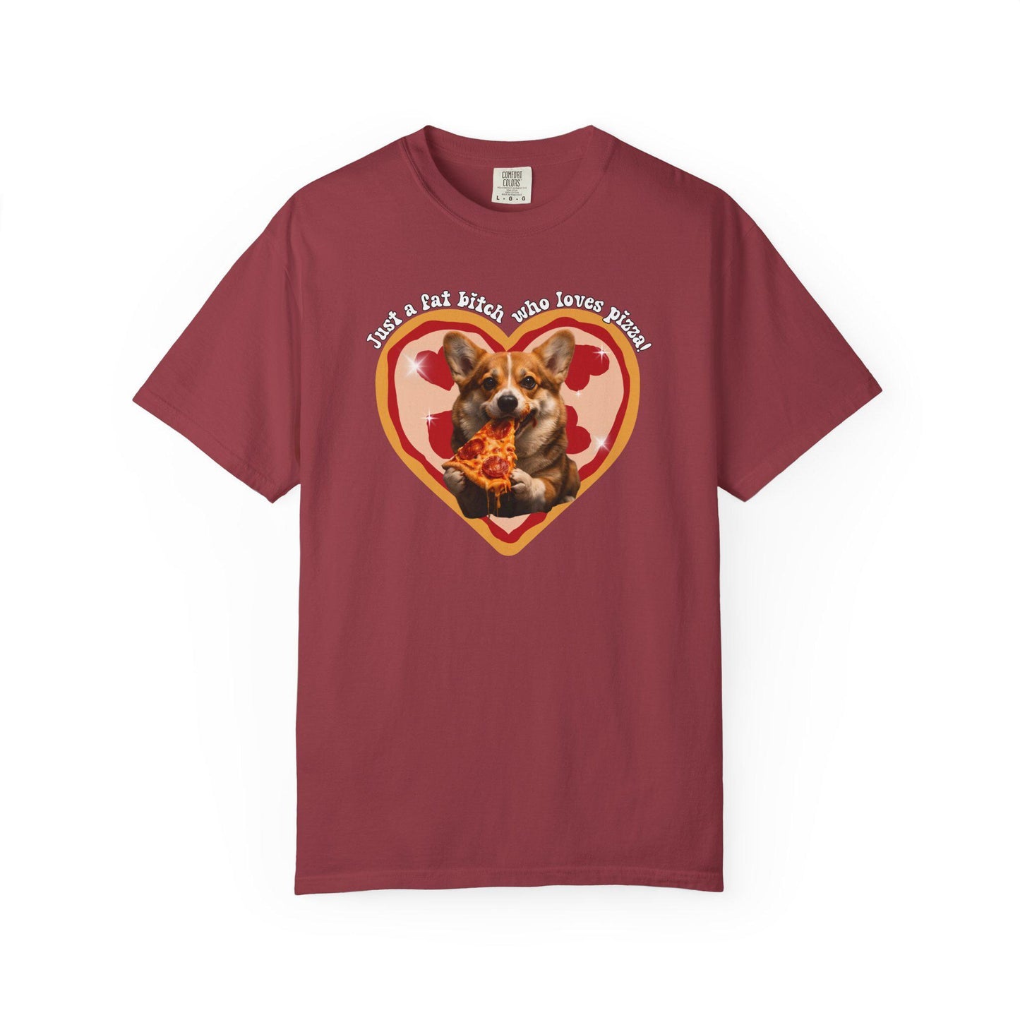 Fat B*tch I Love Pizza Corgi Shirt, Hilarious Pizza Lover Tshirt Gag Gift, Funny Dog Lover Meme T-Shirt Humor, Brainrot Tee, Corgi Mom Idea