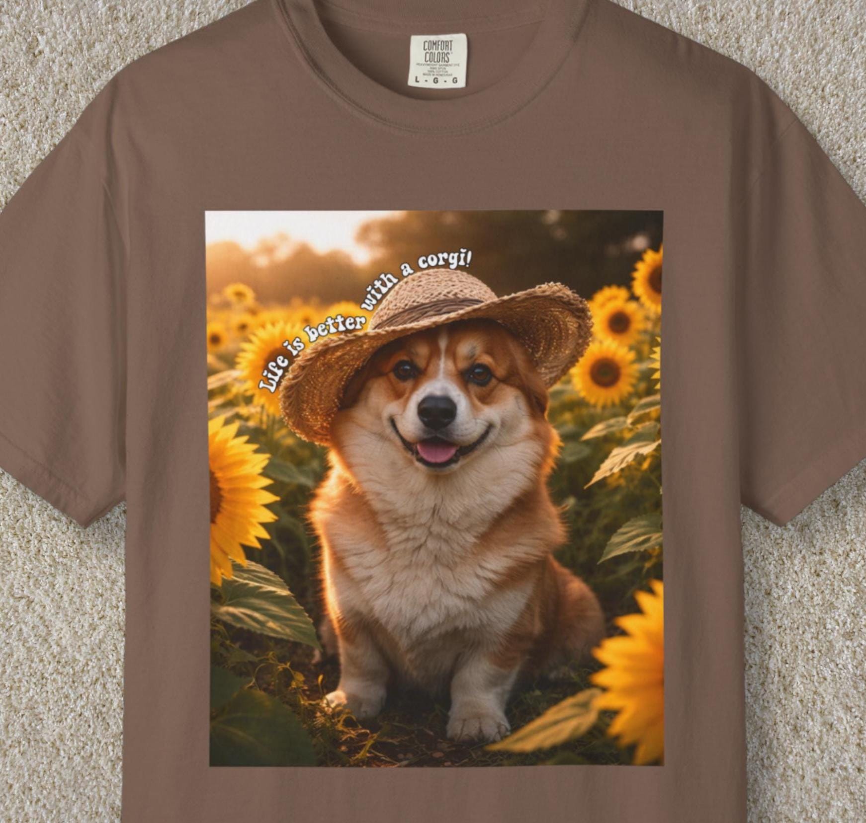 Life Is Better With A Corgi Shirt, Adorable Sunflower Corgi Mom T-Shirt, Dog Lover Tshirt, Spring Summer Flowers Tee