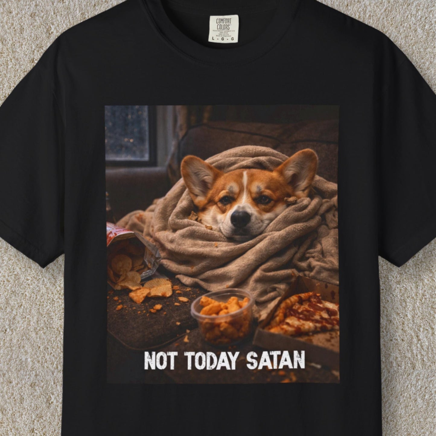 Corgi Shirt, Not Today Satan TShirt, Hilarious Gag Gift T-Shirt For Dog Lover, Corgi Mom Dad Lazy Comfort Colors® Tee