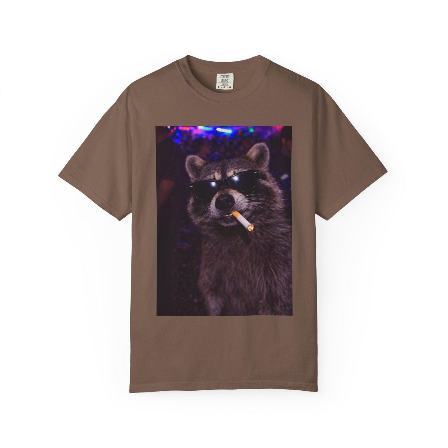 Funny Raccoon Shirt, Hilarious Smoking Night Club Raccoon T-Shirt, Animal Lover TShirt Gag Gift, Waddup Babygirl? Tee