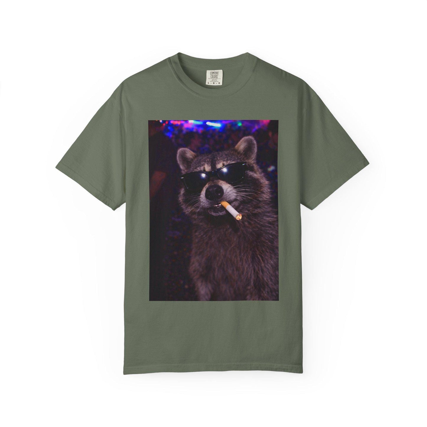 Funny Raccoon Shirt, Hilarious Smoking Night Club Raccoon T-Shirt, Animal Lover TShirt Gag Gift, Waddup Babygirl? Tee