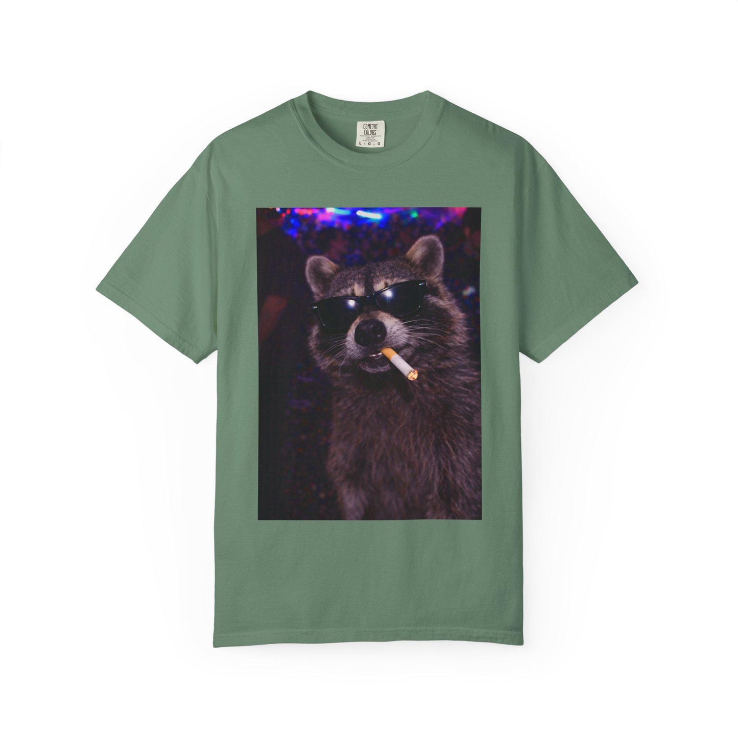 Funny Raccoon Shirt, Hilarious Smoking Night Club Raccoon T-Shirt, Animal Lover TShirt Gag Gift, Waddup Babygirl? Tee