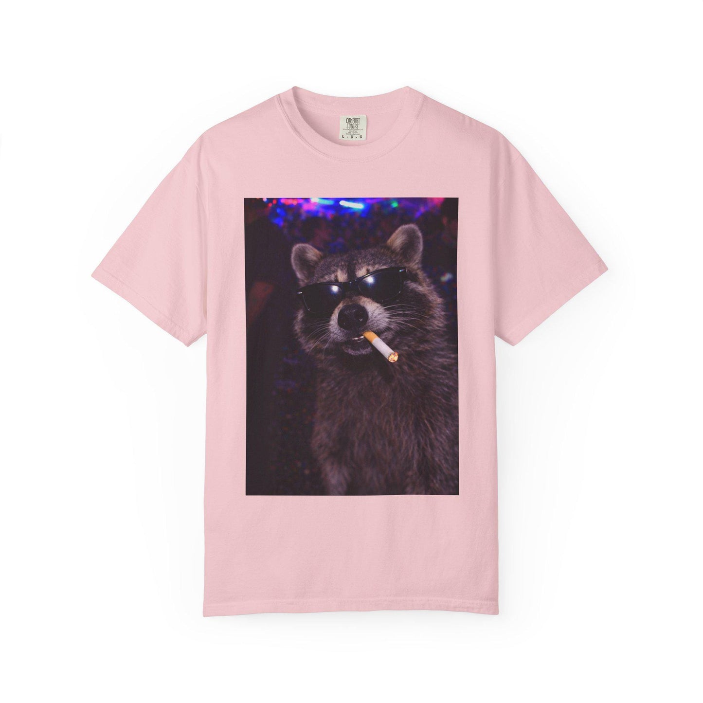 Funny Raccoon Shirt, Hilarious Smoking Night Club Raccoon T-Shirt, Animal Lover TShirt Gag Gift, Waddup Babygirl? Tee