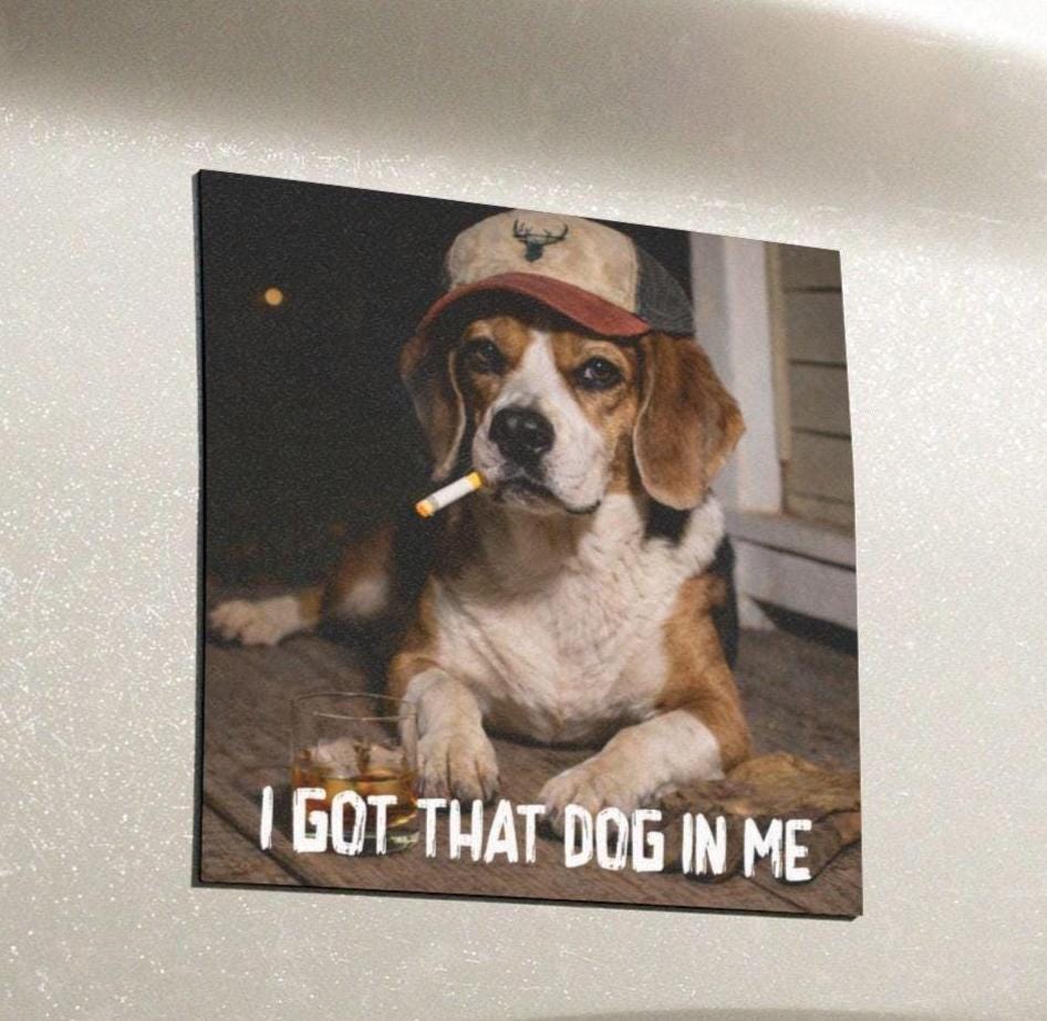I Got That Dog In Me Funny Beagle Car Magnet, Dog Dad Bumper Sticker, Blue Collar Man Gag Gift For Husband, Hilarious Meme Humor
