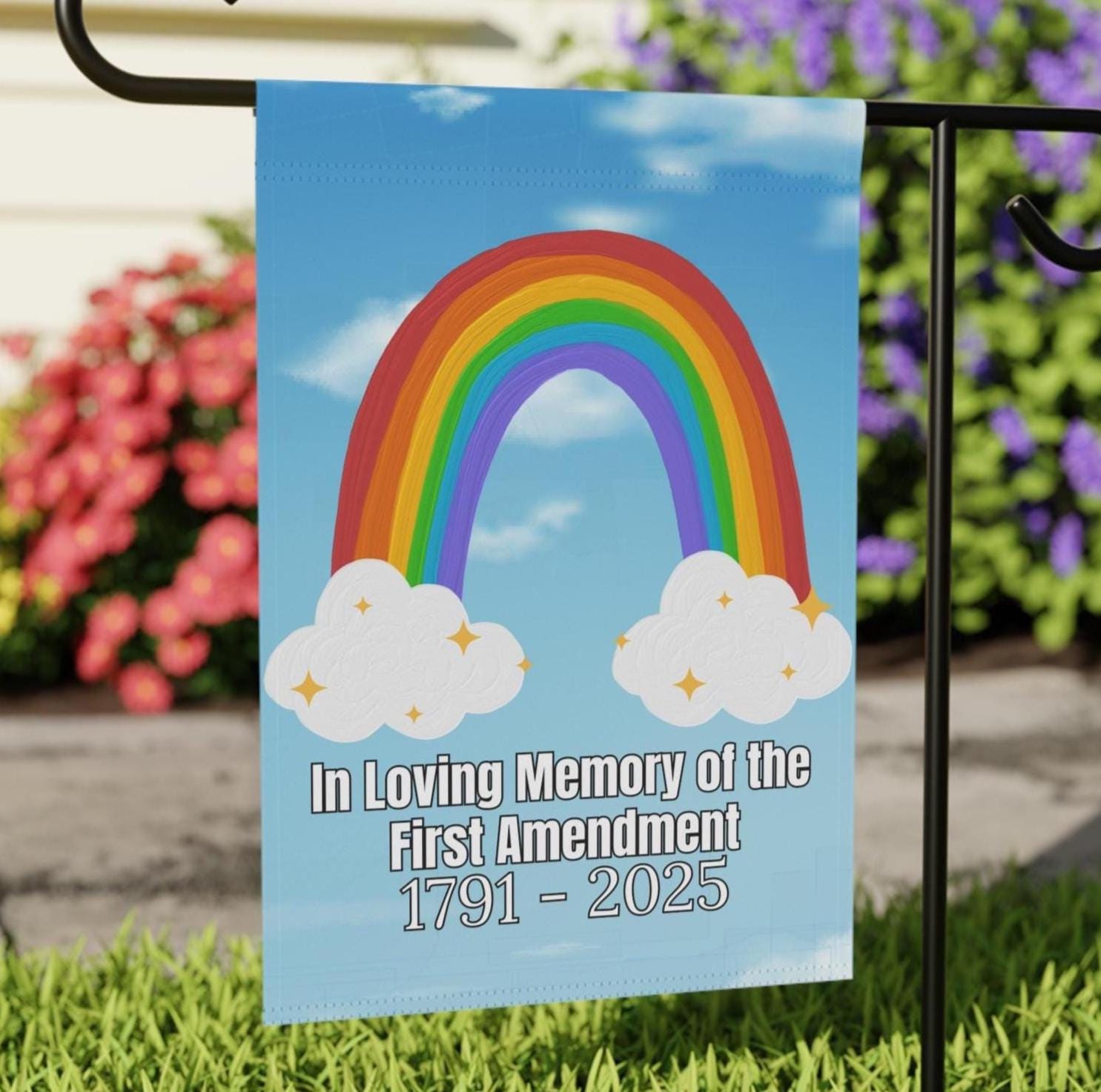 Liberal First Amendment Decor, Radical Left Scum Yard Flag, Anti Trump Outdoor Garden Banner, Spring Rainbow Activist Decoration