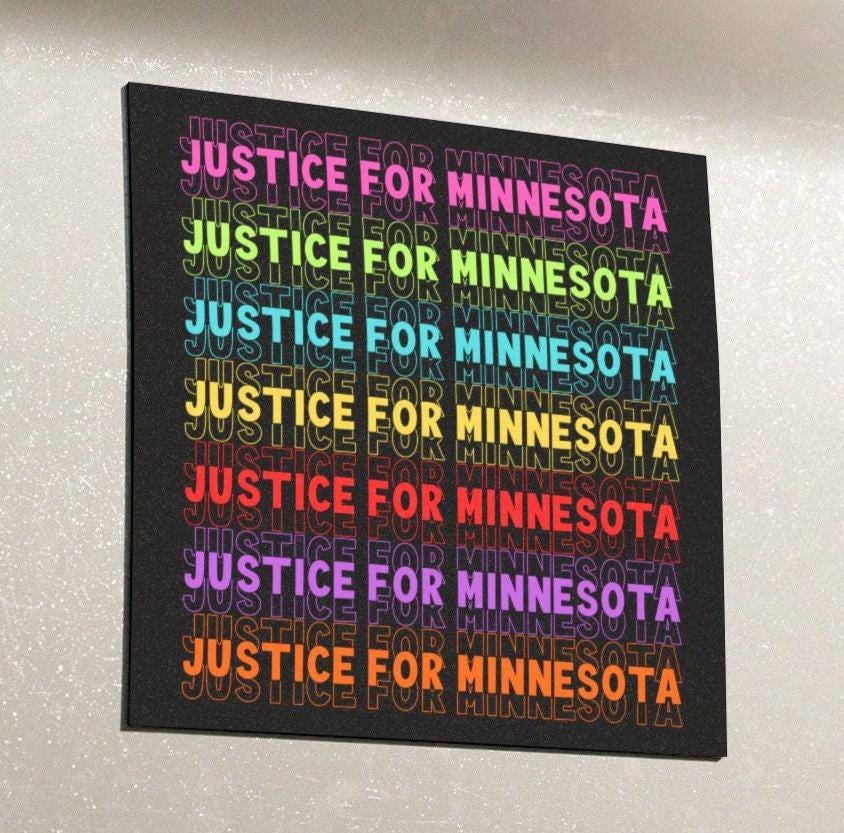 Justice For Minnesota Car Magnet, Abolish ICE Rainbow, Waltz Protest For Human Rights Bumper Sticker, Protest Rally F*ck ICE, Anti Trump FDT