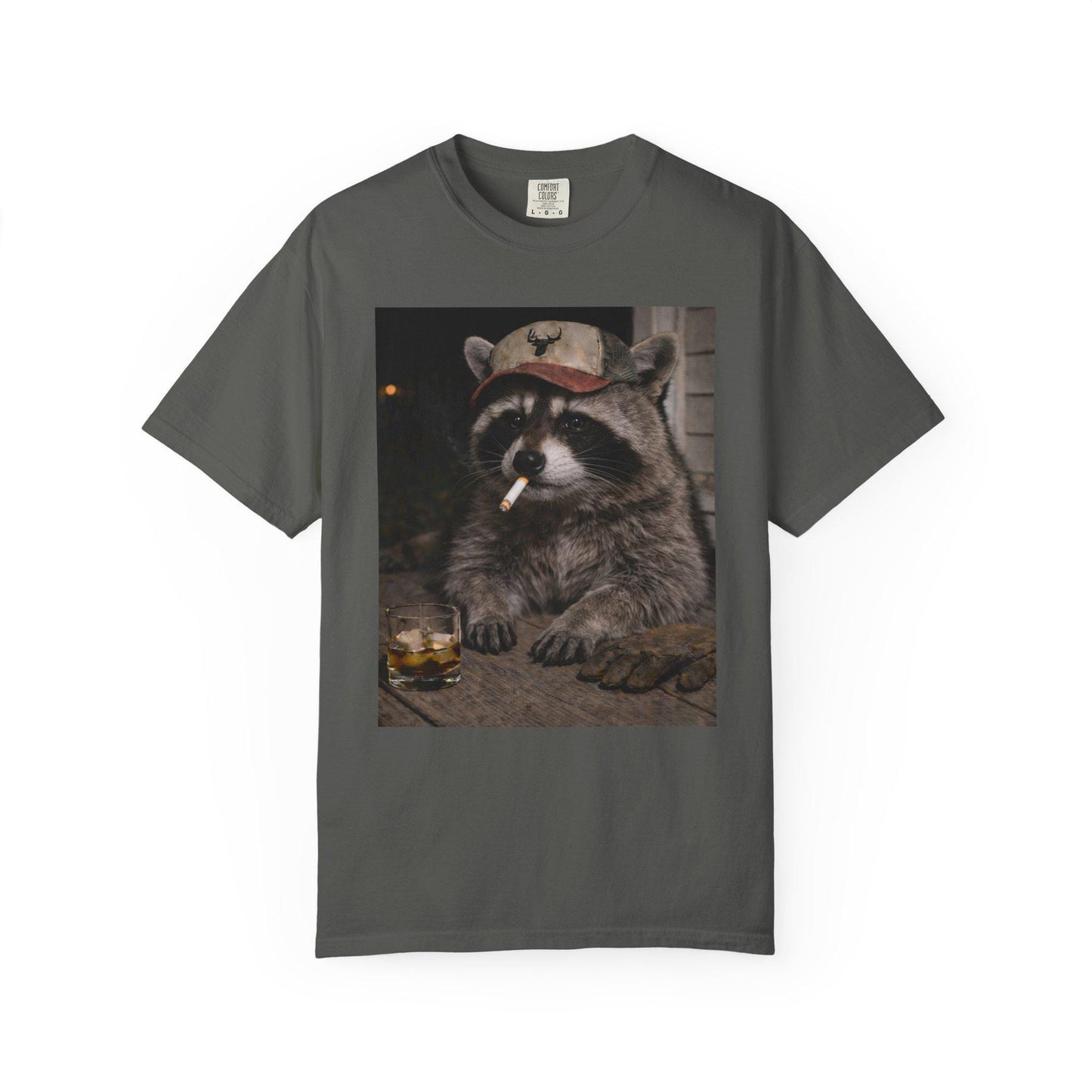 Funny Raccoon Shirt, Hilarious Smoking Blue Collar Racoon Tshirt, Animal Lover T-Shirt Gag Gift, Country Themed Animal Tee, Cursed Humor