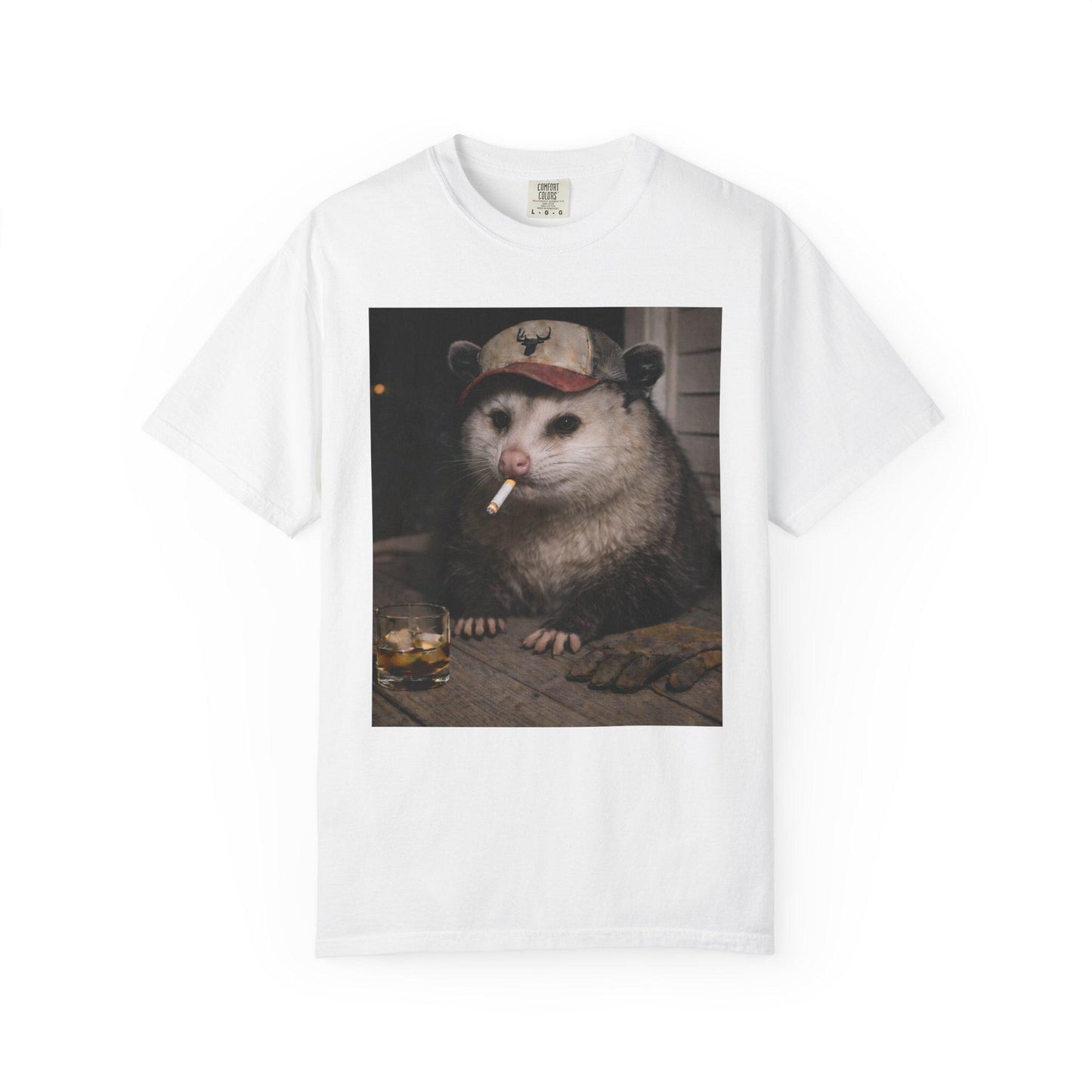 Funny Possum Shirt, Hilarious Smoking Blue Collar Opossum Tshirt, Animal Lover T-Shirt Gag Gift, Country Themed Animal Tee, Cursed Humor