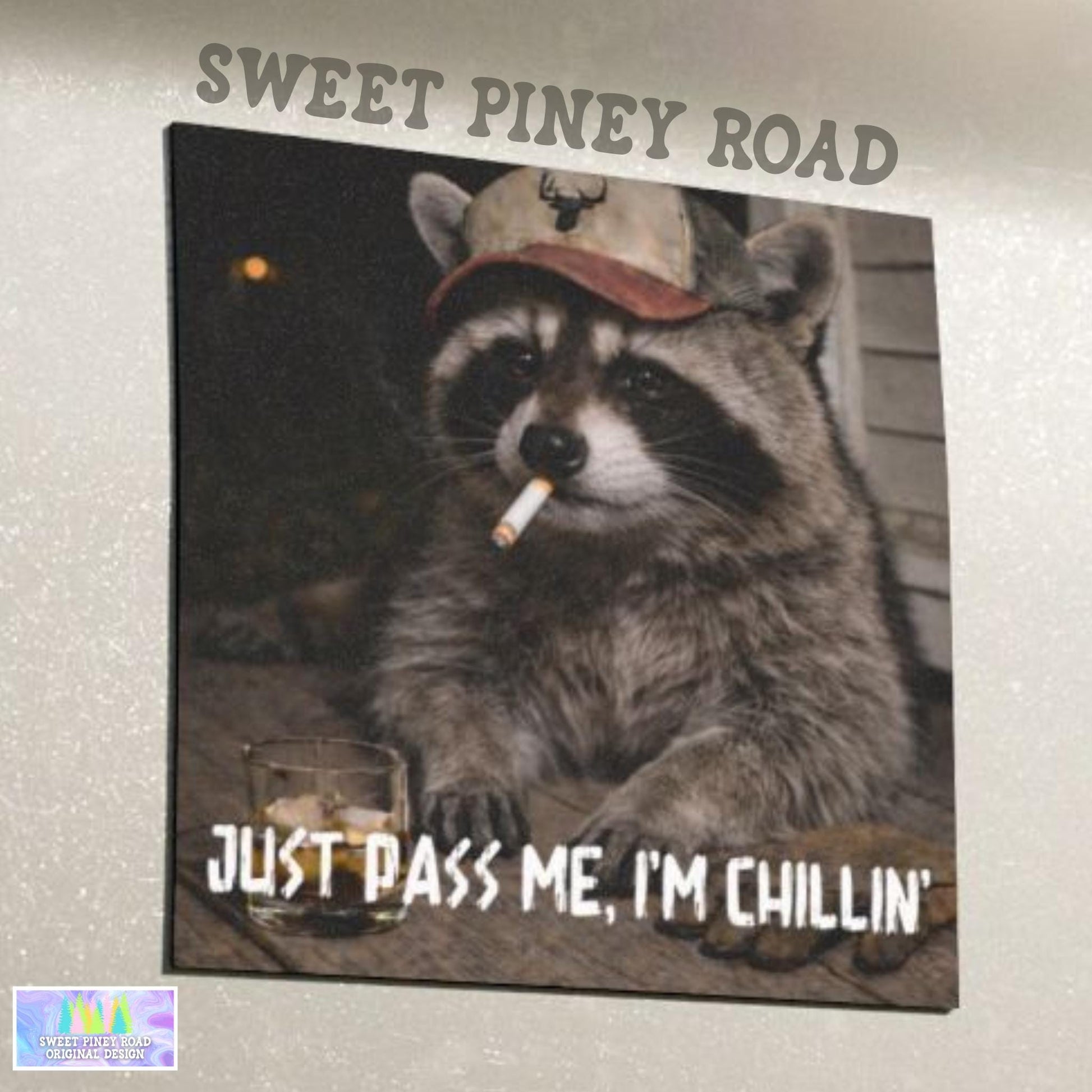 Funny Raccoon Car Magnet, Hilarious Smoking Blue Collar Racoon, Outdoor Waterproof Animal Lover Gag Gift, Just Pass Me Country Themed Animal