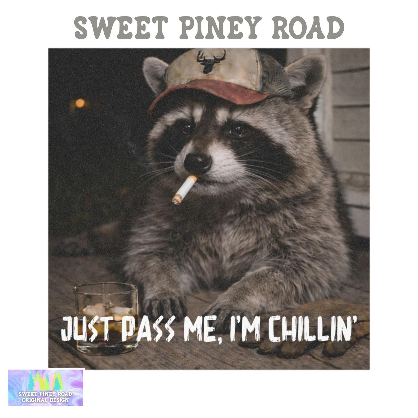 Funny Raccoon Car Magnet, Hilarious Smoking Blue Collar Racoon, Outdoor Waterproof Animal Lover Gag Gift, Just Pass Me Country Themed Animal