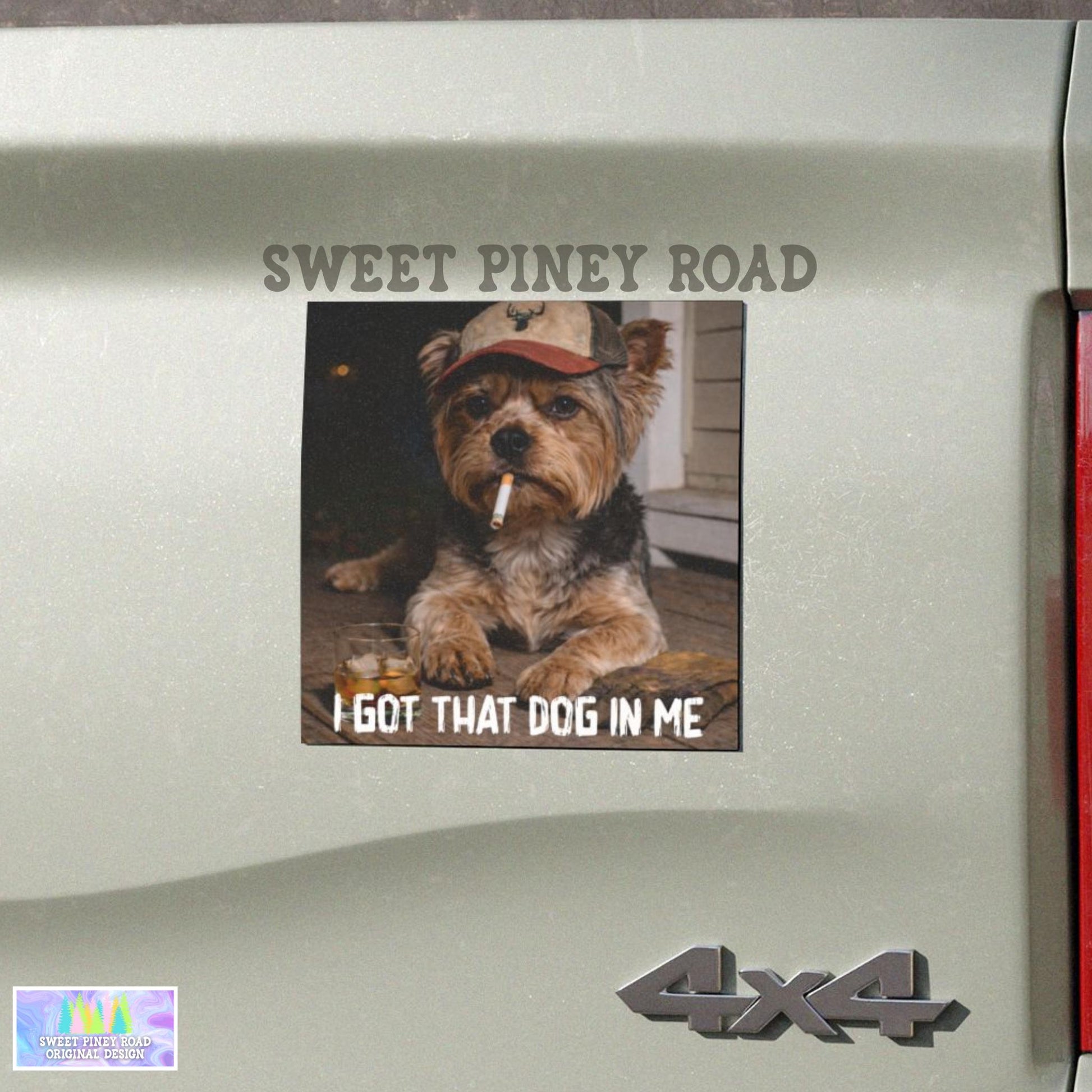 I Got That Dog In Me, Funny Yorkie Car Magnet, Yorkshire Terrier Dad Bumper Sticker, Blue Collar Man Gag Gift For Husband, Meme Humor