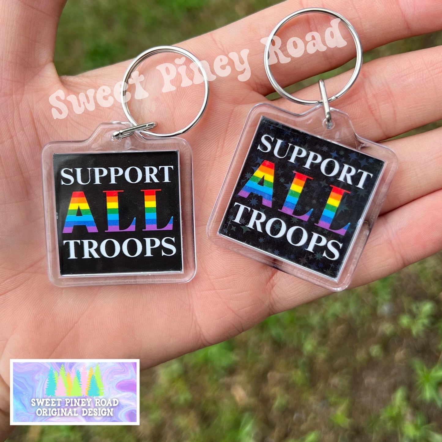 Support All Troops Keychain, Anti Trump Political Bag Charm, Cute Rainbow LGBTQIA+ Protest Bag Tag, FDT Gift For Democrat Acrylic Key Chains