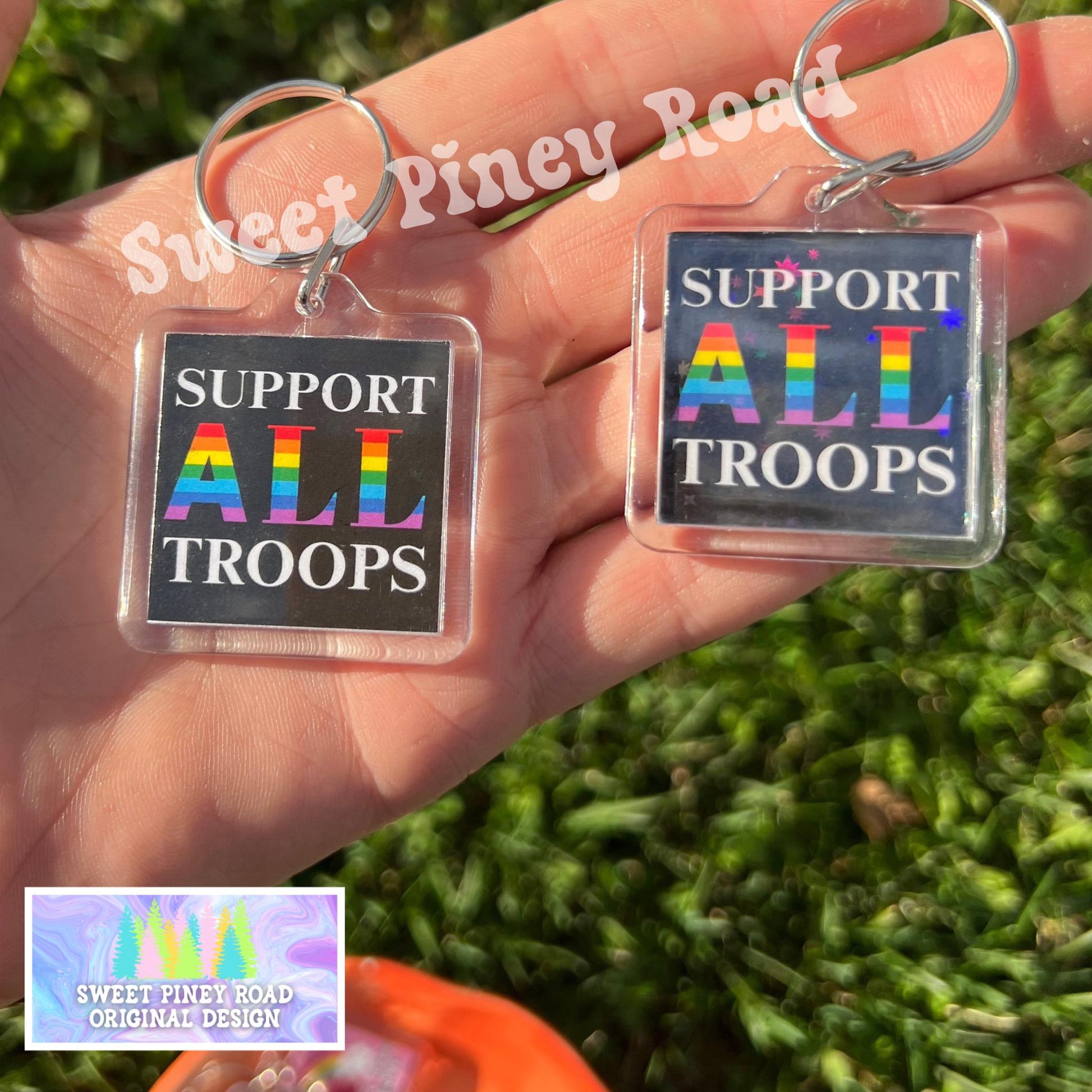 Support All Troops Keychain, Anti Trump Political Bag Charm, Cute Rainbow LGBTQIA+ Protest Bag Tag, FDT Gift For Democrat Acrylic Key Chains
