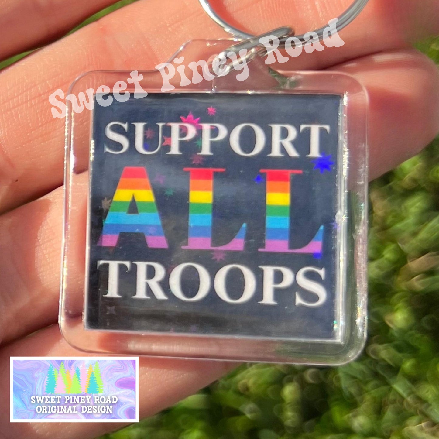 Support All Troops Keychain, Anti Trump Political Bag Charm, Cute Rainbow LGBTQIA+ Protest Bag Tag, FDT Gift For Democrat Acrylic Key Chains