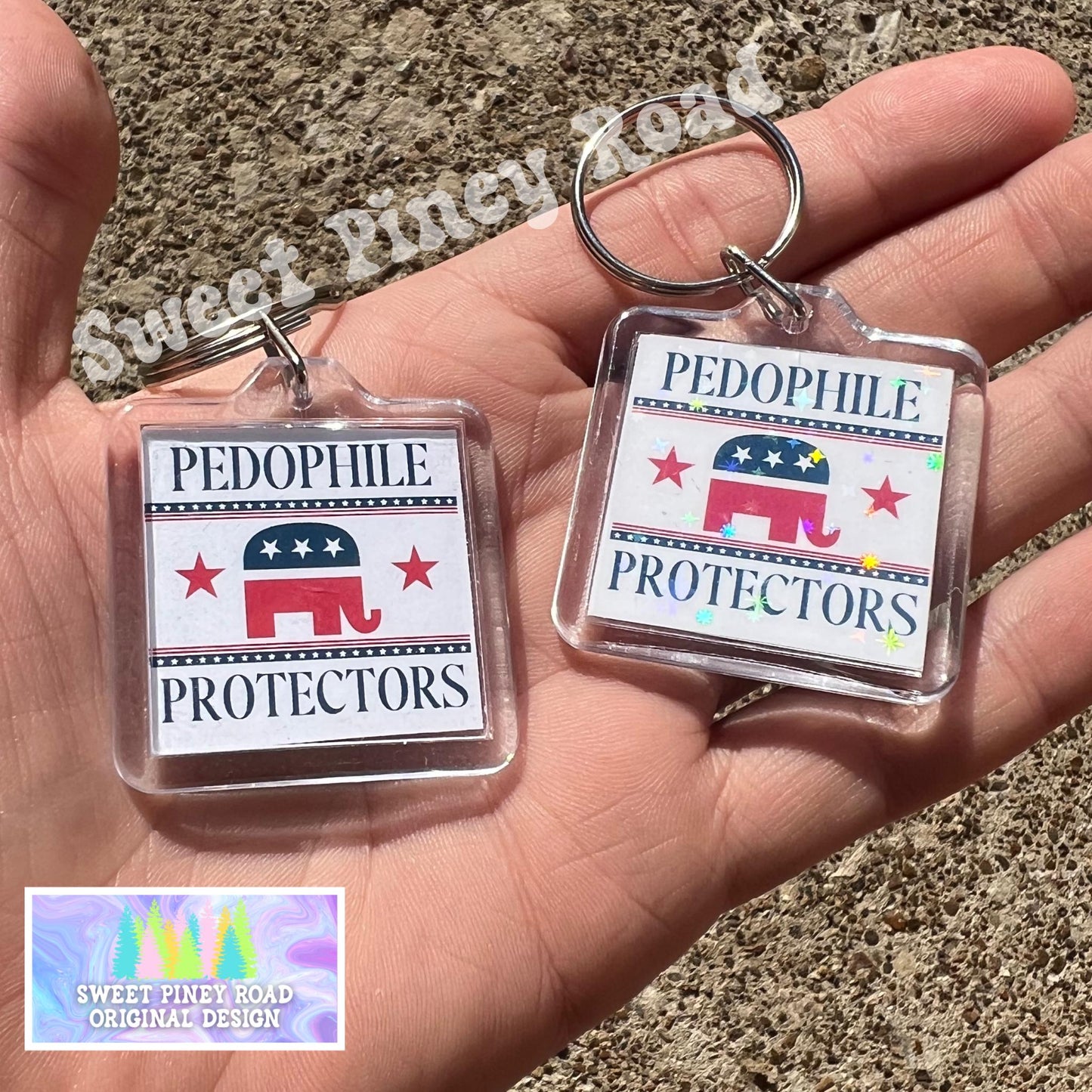 Pedo Protectors Keychain, Anti Trump Political Bag Charm, Funny Epstein Protest Bag Tag, FDT Gift For Democrat Acrylic Key Chains