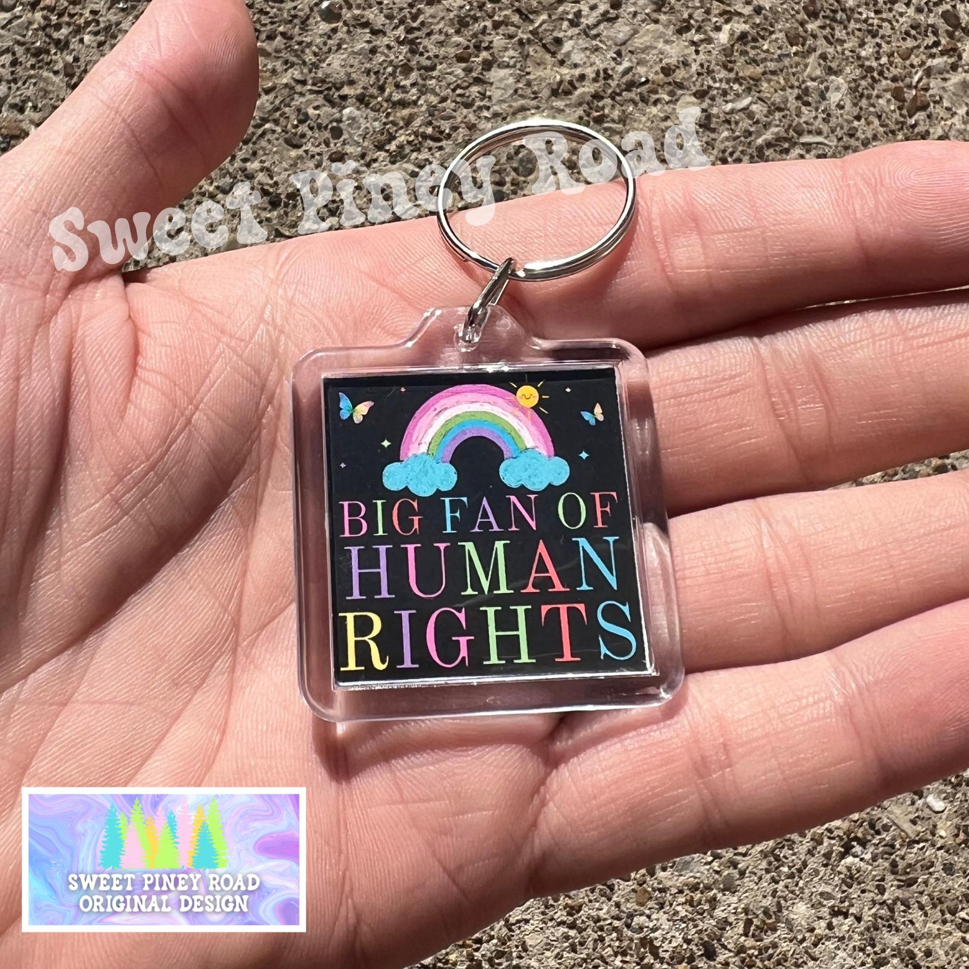 Big Fan Of Human Rights Keychain, Equality Political Bag Charm, Anti Trump Protest Bag Tag, FDT Gift For Democrat Acrylic Key Chains